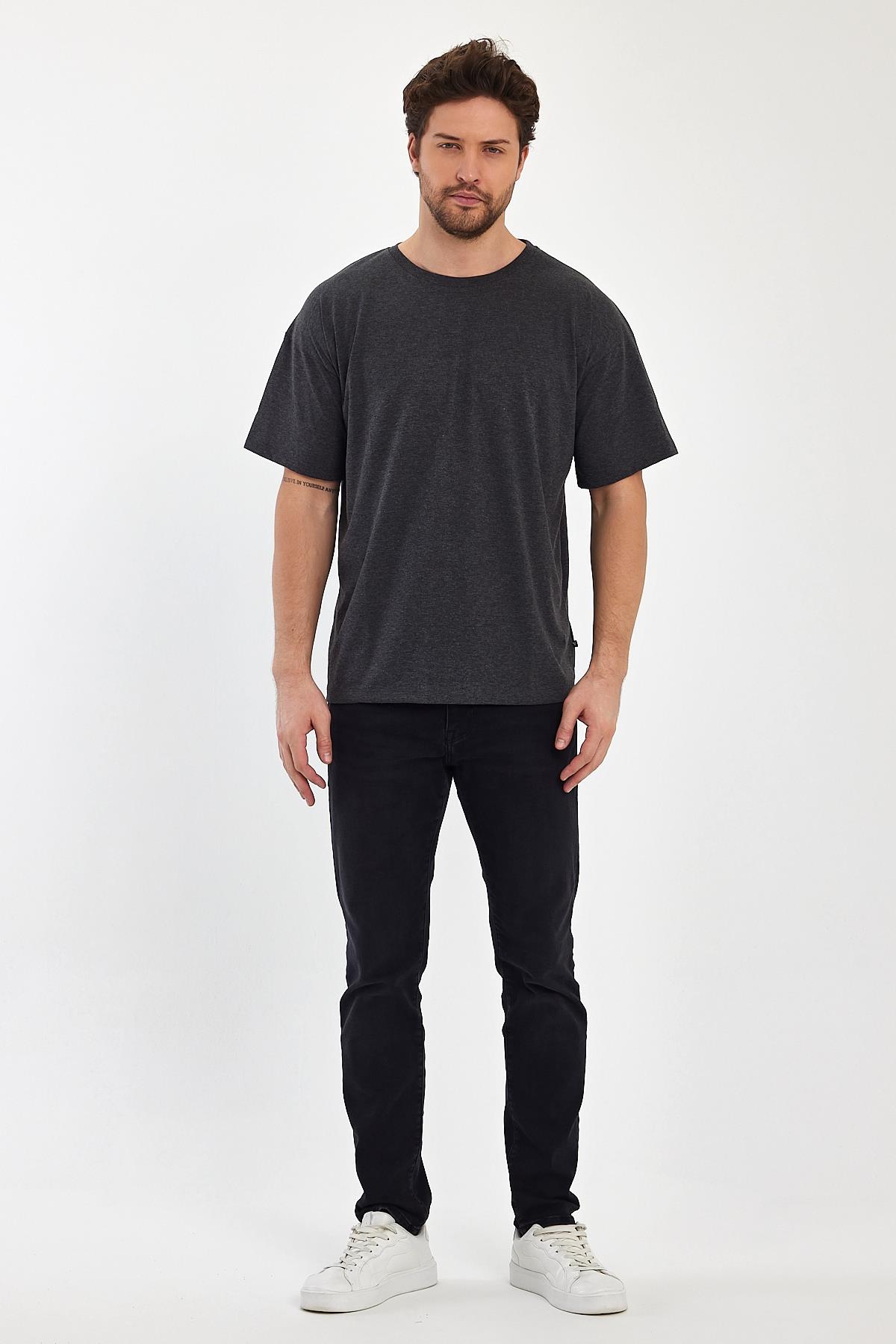 FİHA/9030-ERKEK COMPACT PENYE OVERSIZE T-SHIRT - ANTRASİT