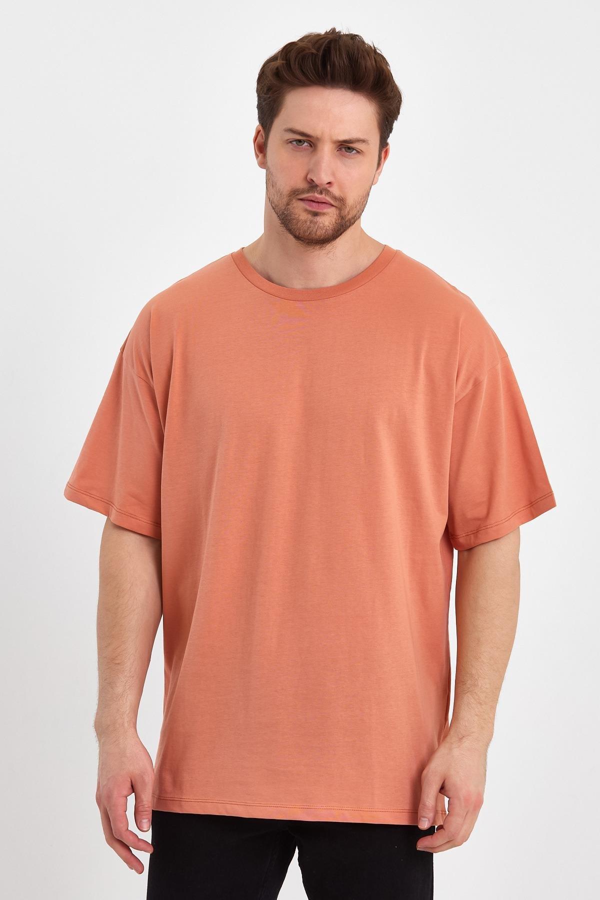 FİHA/9030-ERKEK COMPACT PENYE OVERSIZE T-SHIRT - APRICOT CRUSH