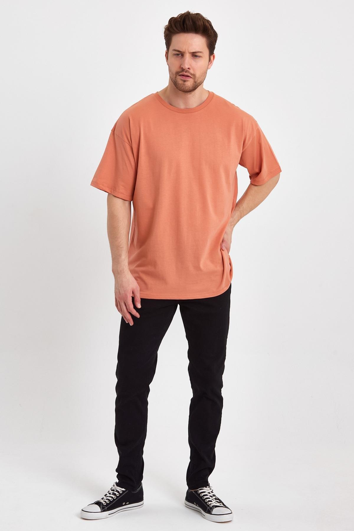 FİHA/9030-ERKEK COMPACT PENYE OVERSIZE T-SHIRT - APRICOT CRUSH