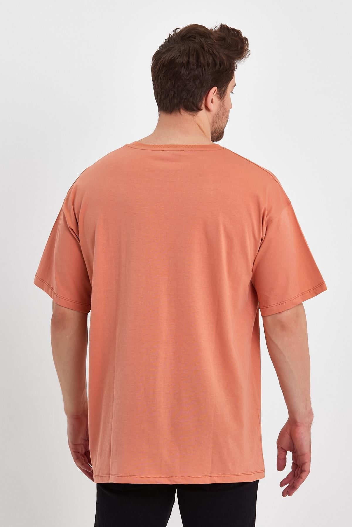 FİHA/9030-ERKEK COMPACT PENYE OVERSIZE T-SHIRT - APRICOT CRUSH