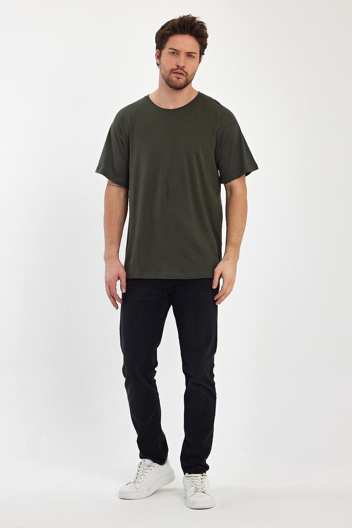 FİHA/9030-ERKEK COMPACT PENYE OVERSIZE T-SHIRT - HAKİ