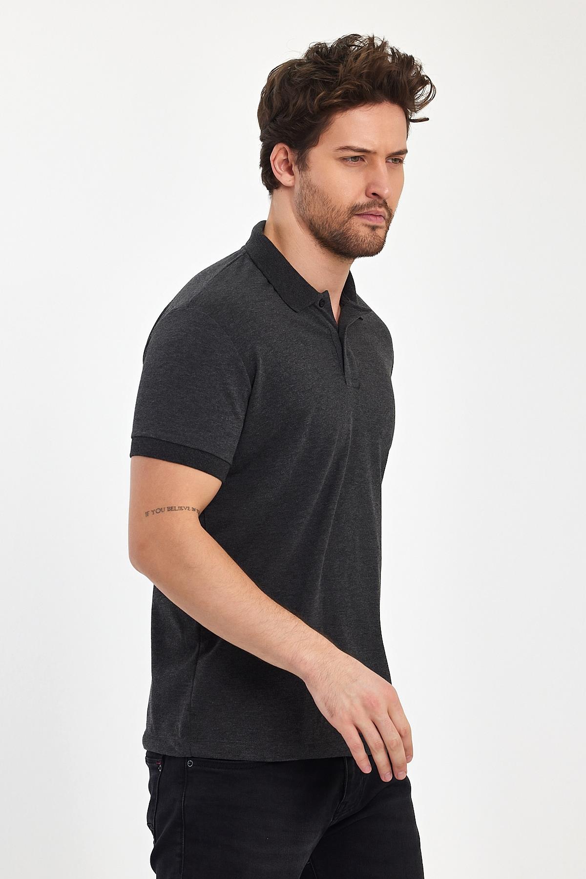 FİHA/9031-ERKEK COMPACT PENYE POLO YAKA T-SHIRT - ANTRASİT