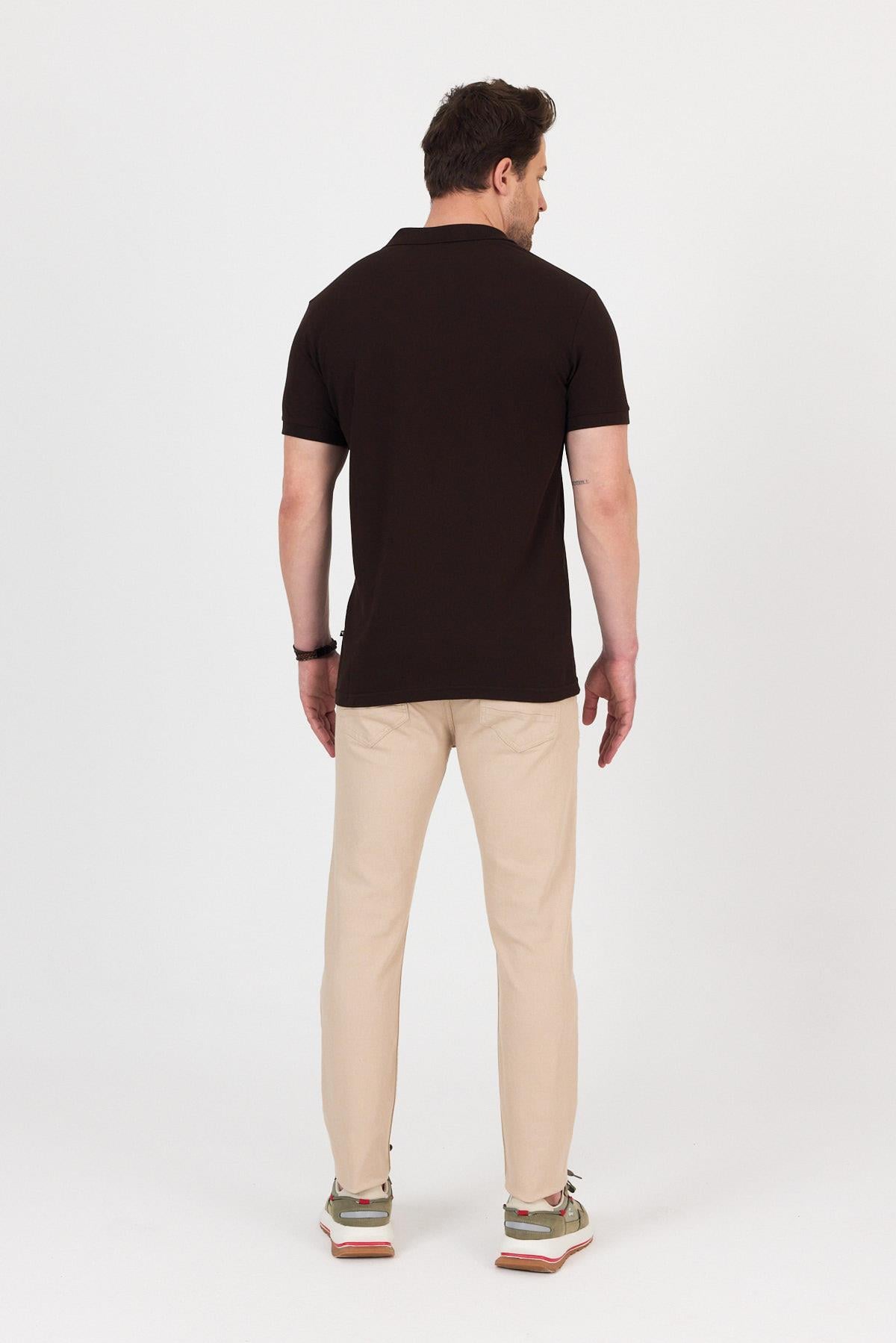 FİHA/9031-ERKEK COMPACT PENYE POLO YAKA T-SHIRT - KAHVE