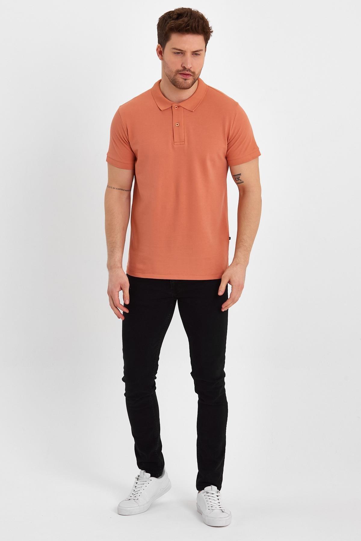 FİHA/9031-ERKEK COMPACT PENYE POLO YAKA T-SHIRT - APRICOT CRUSH