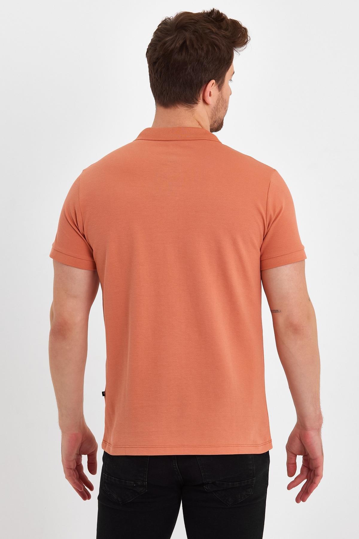 FİHA/9031-ERKEK COMPACT PENYE POLO YAKA T-SHIRT - APRICOT CRUSH