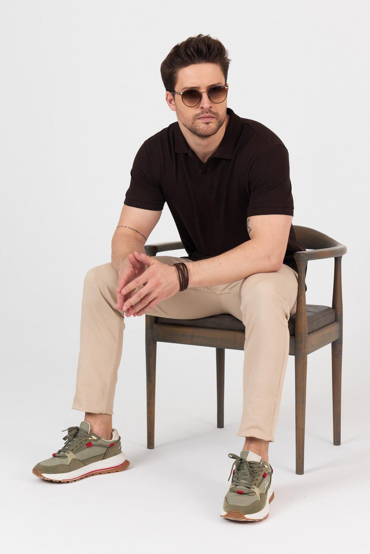 FİHA/9031-ERKEK COMPACT PENYE POLO YAKA T-SHIRT - KAHVE