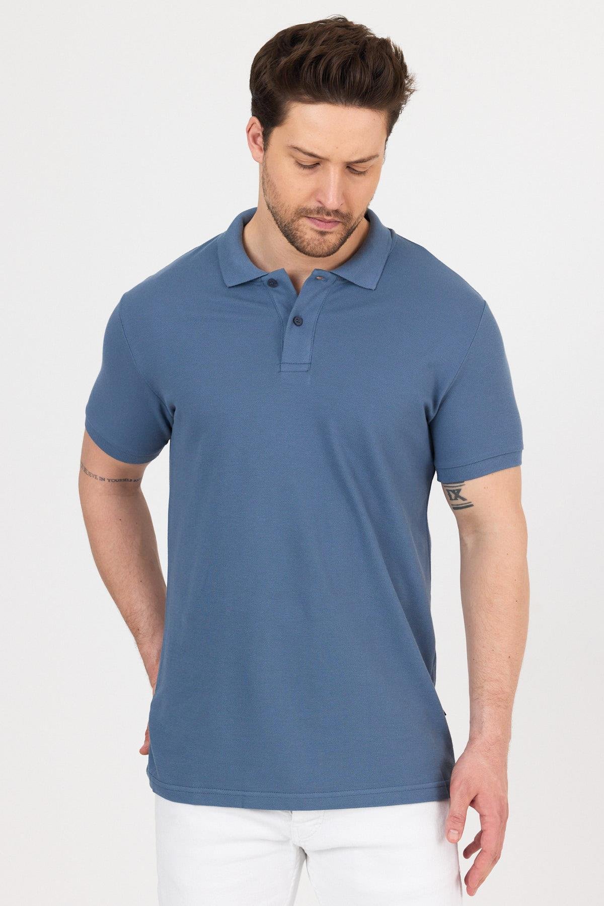 FİHA/9031-ERKEK COMPACT PENYE POLO YAKA T-SHIRT - TURKUAZ