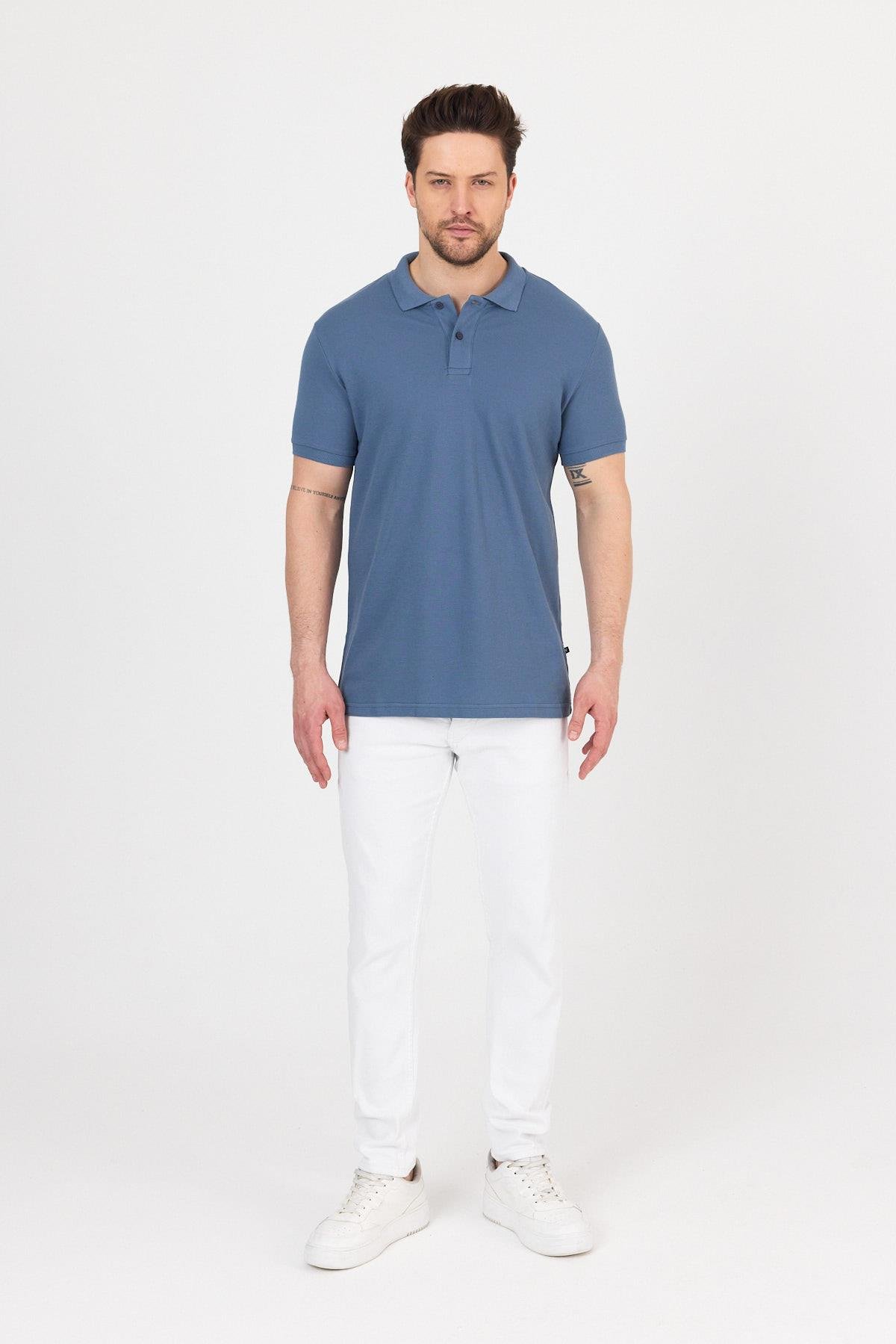 FİHA/9031-ERKEK COMPACT PENYE POLO YAKA T-SHIRT - TURKUAZ