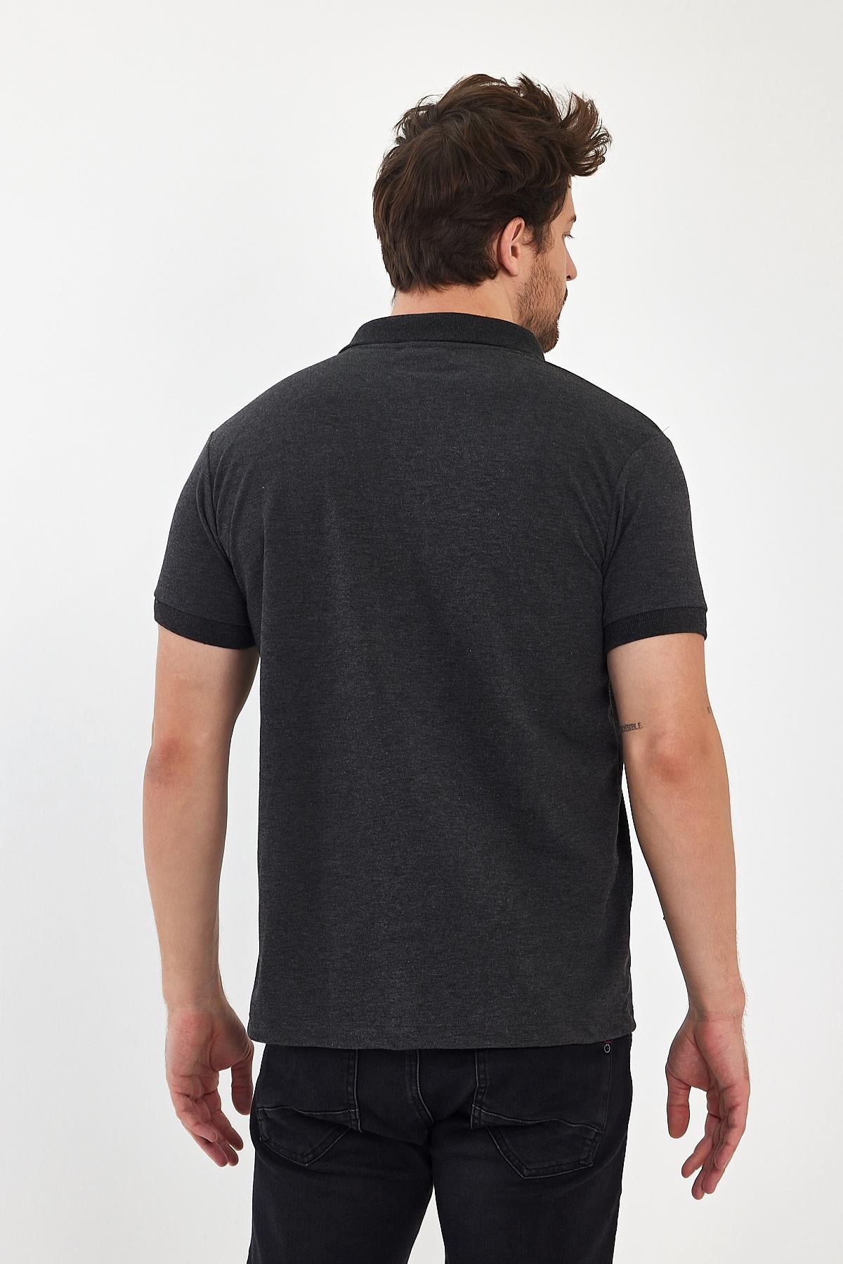 FİHA/9031-ERKEK COMPACT PENYE POLO YAKA T-SHIRT - ANTRASİT
