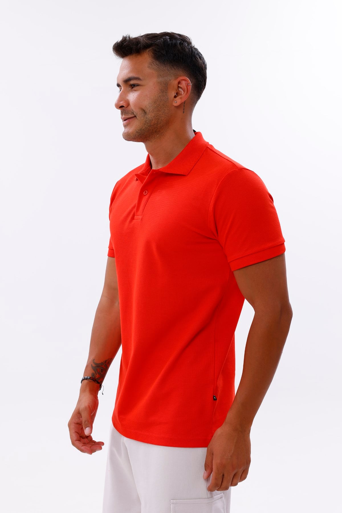 FİHA/9031-ERKEK COMPACT PENYE POLO YAKA T-SHIRT - KIRMIZI