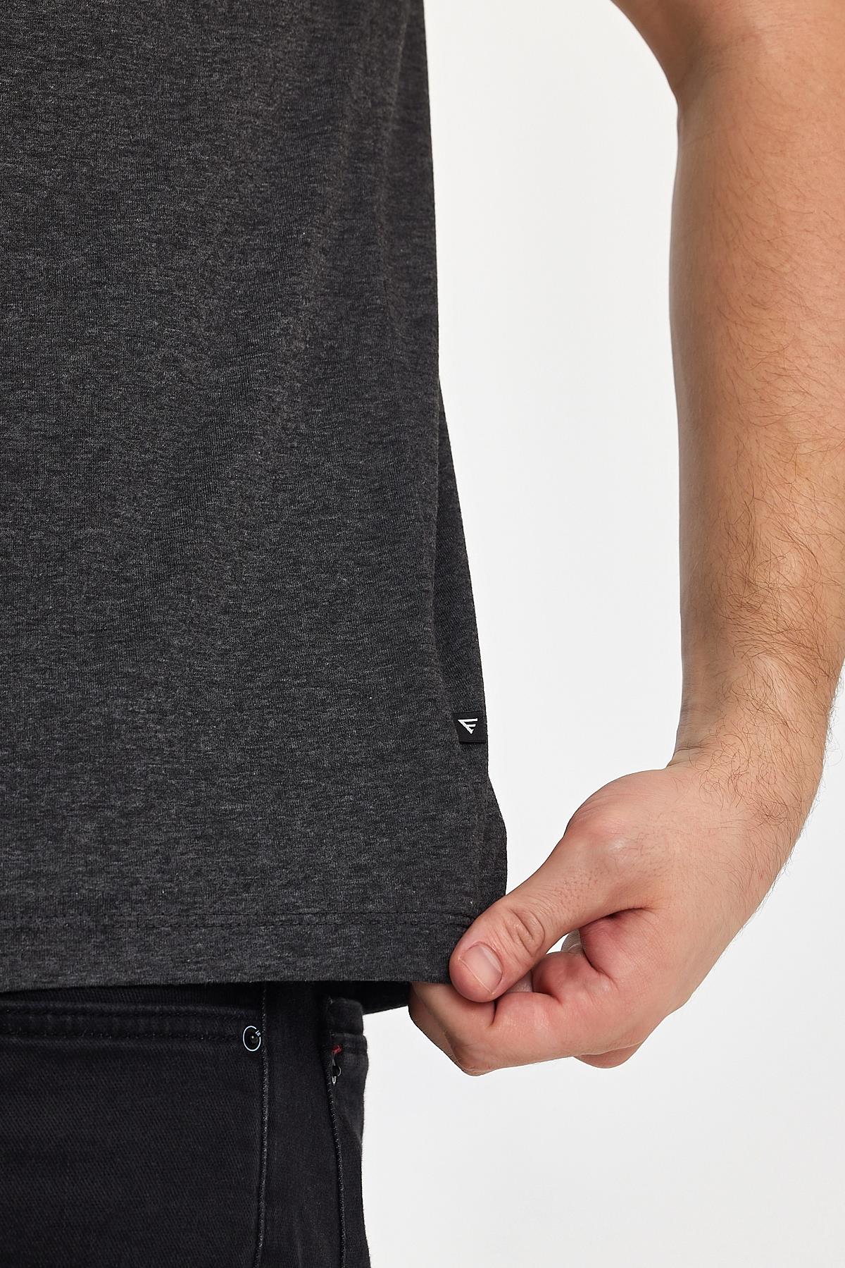 FİHA/9035-ERKEK COMPACT PENYE V YAKA T-SHIRT - ANTRASİT