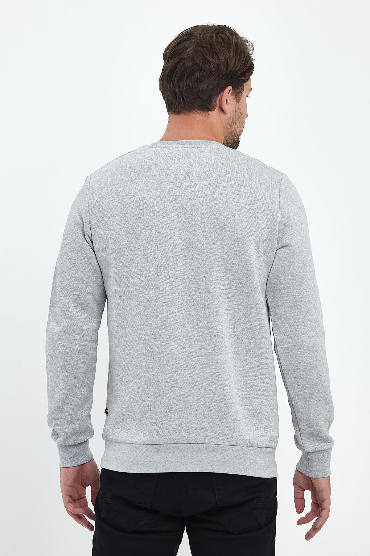 FİHA/9086-ERKEK ŞARDONLU SIFIR YAKA SWEAT - GRİ