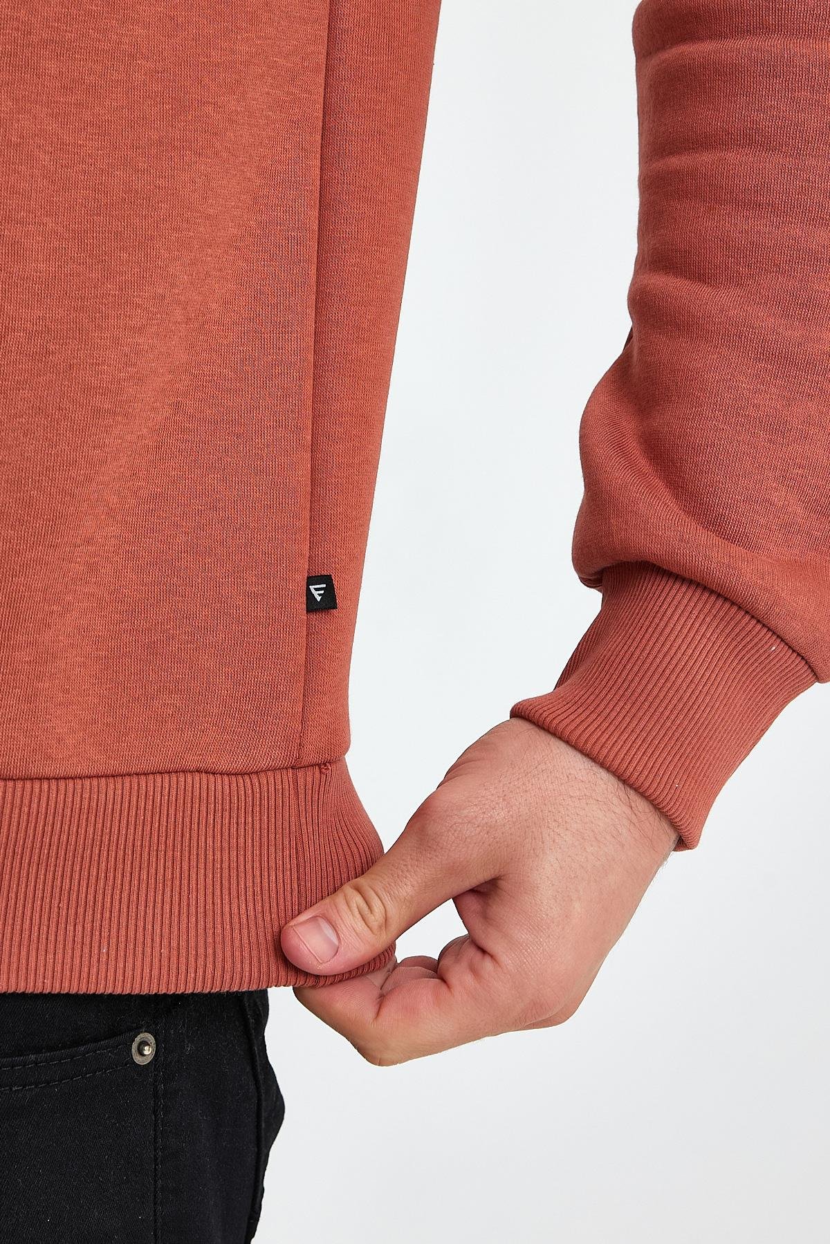 FİHA/9089-ERKEK ŞARDONLU SIFIR YAKA SWEAT - COPPER BROWN