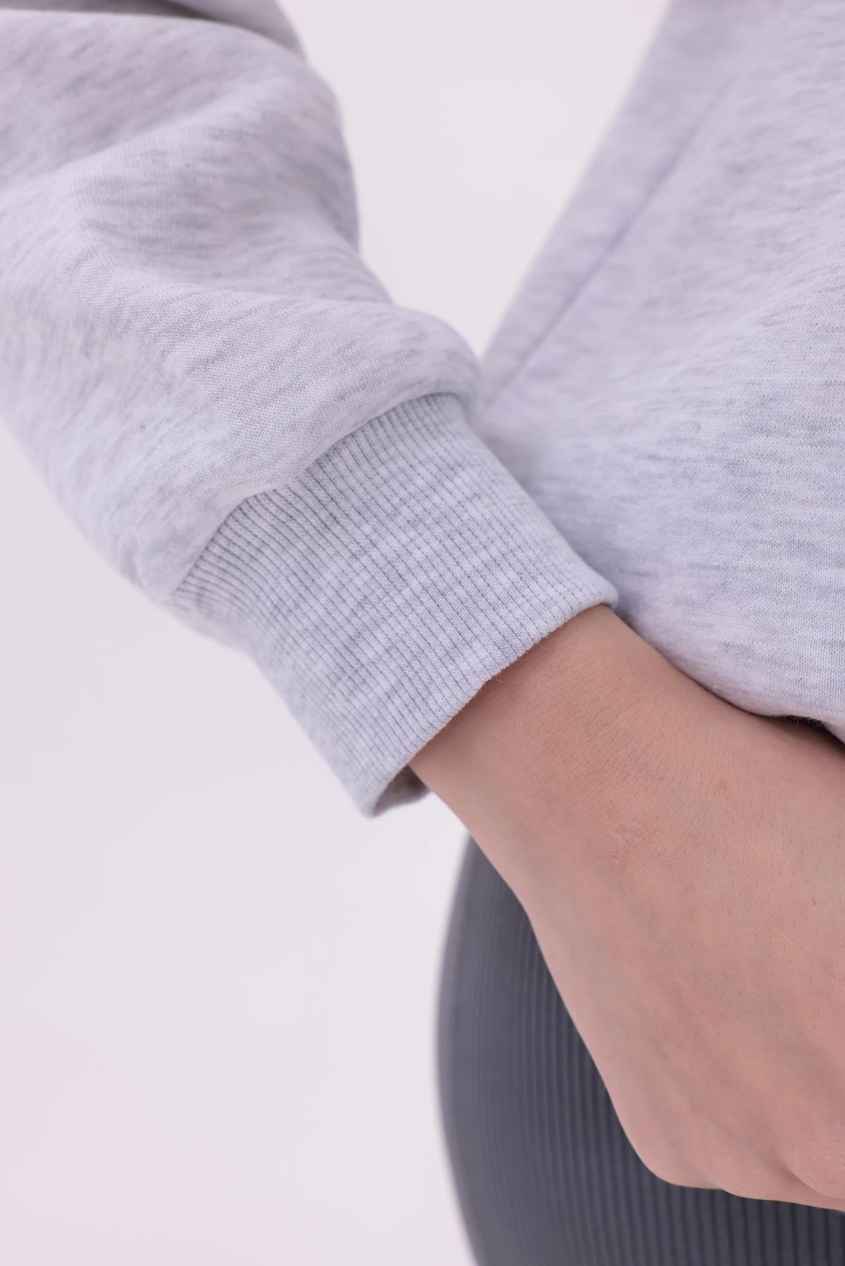 FİHA/9091-KADIN ŞARDONLU OVERSIZE SIFIR YAKA SWEAT - KARMELANJ