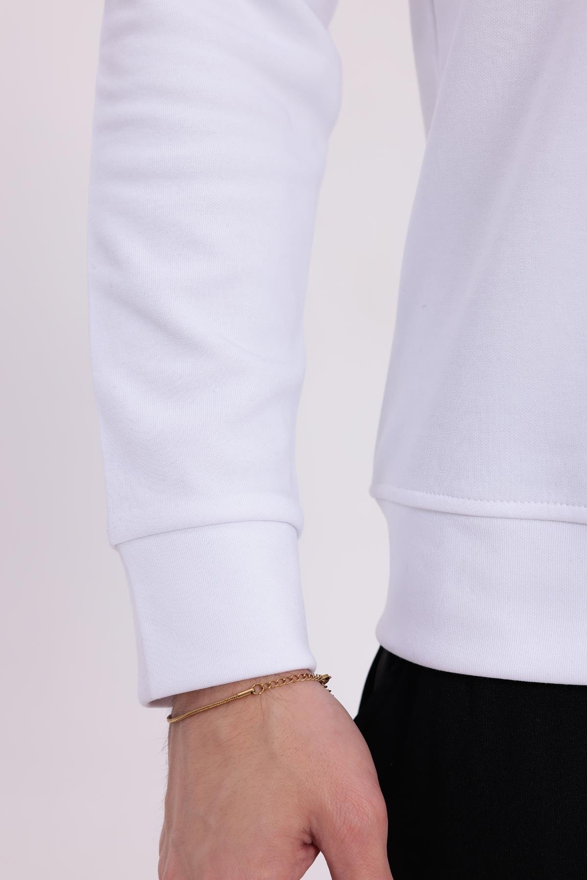 FİHA/9107-UNISEX SIFIR YAKA SWEAT - BEYAZ