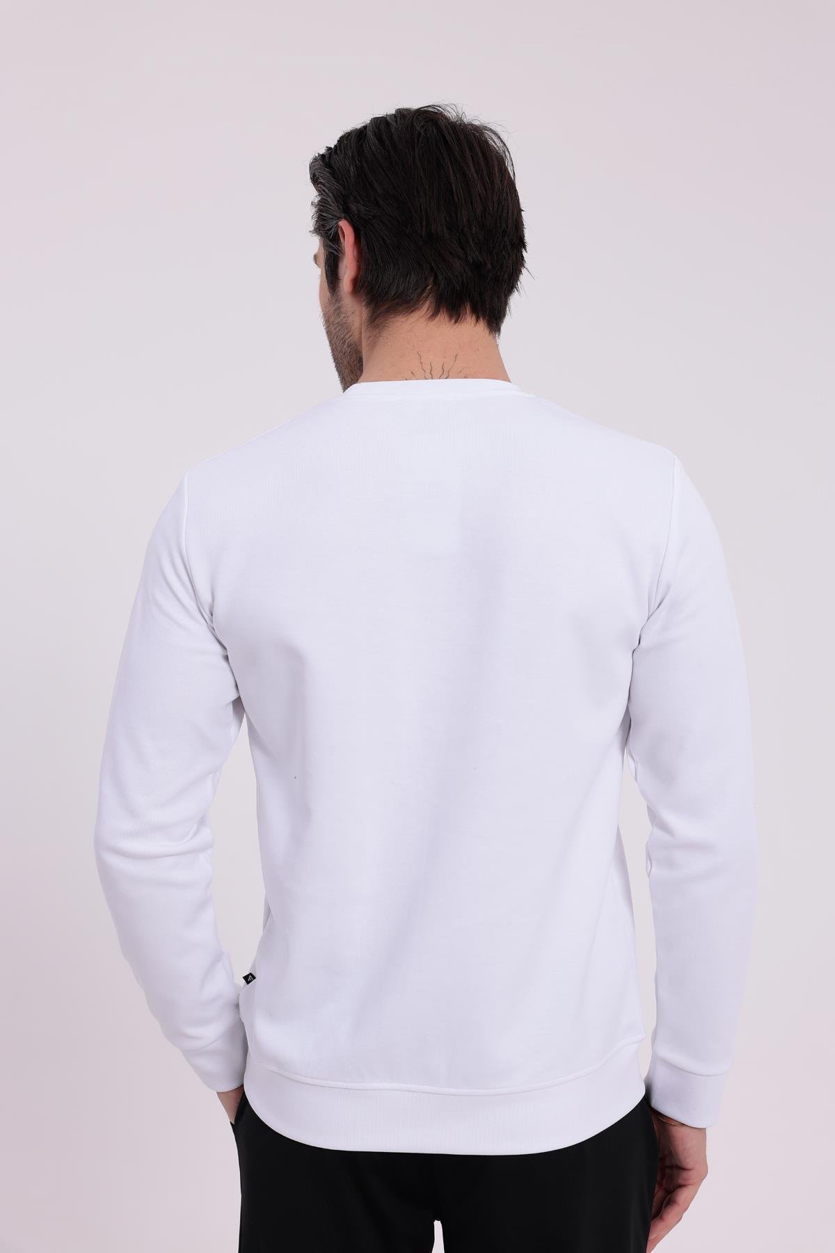 FİHA/9107-UNISEX SIFIR YAKA SWEAT - BEYAZ