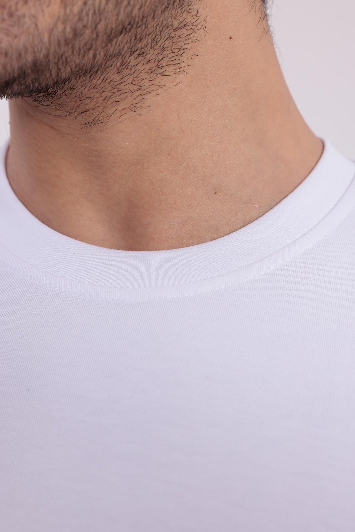 FİHA/9107-UNISEX SIFIR YAKA SWEAT - BEYAZ