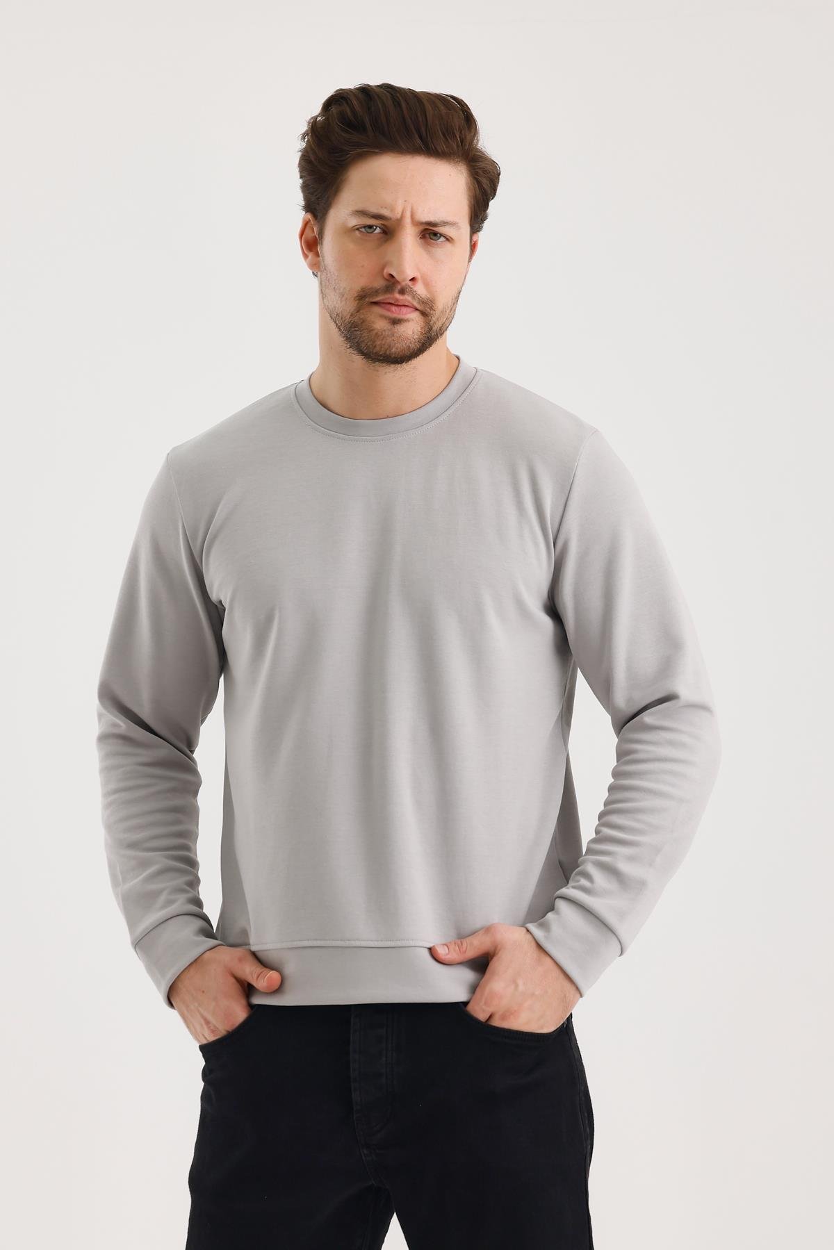FİHA/9107-UNISEX SIFIR YAKA SWEAT - GRİ
