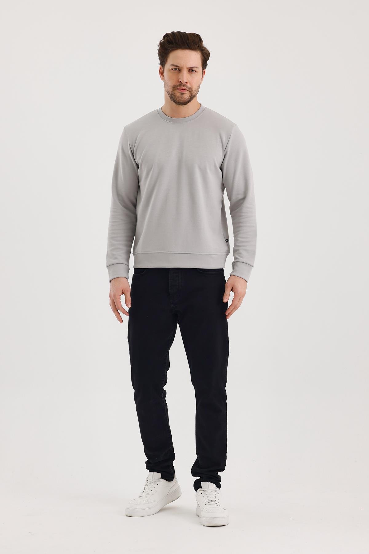 FİHA/9107-UNISEX SIFIR YAKA SWEAT - GRİ