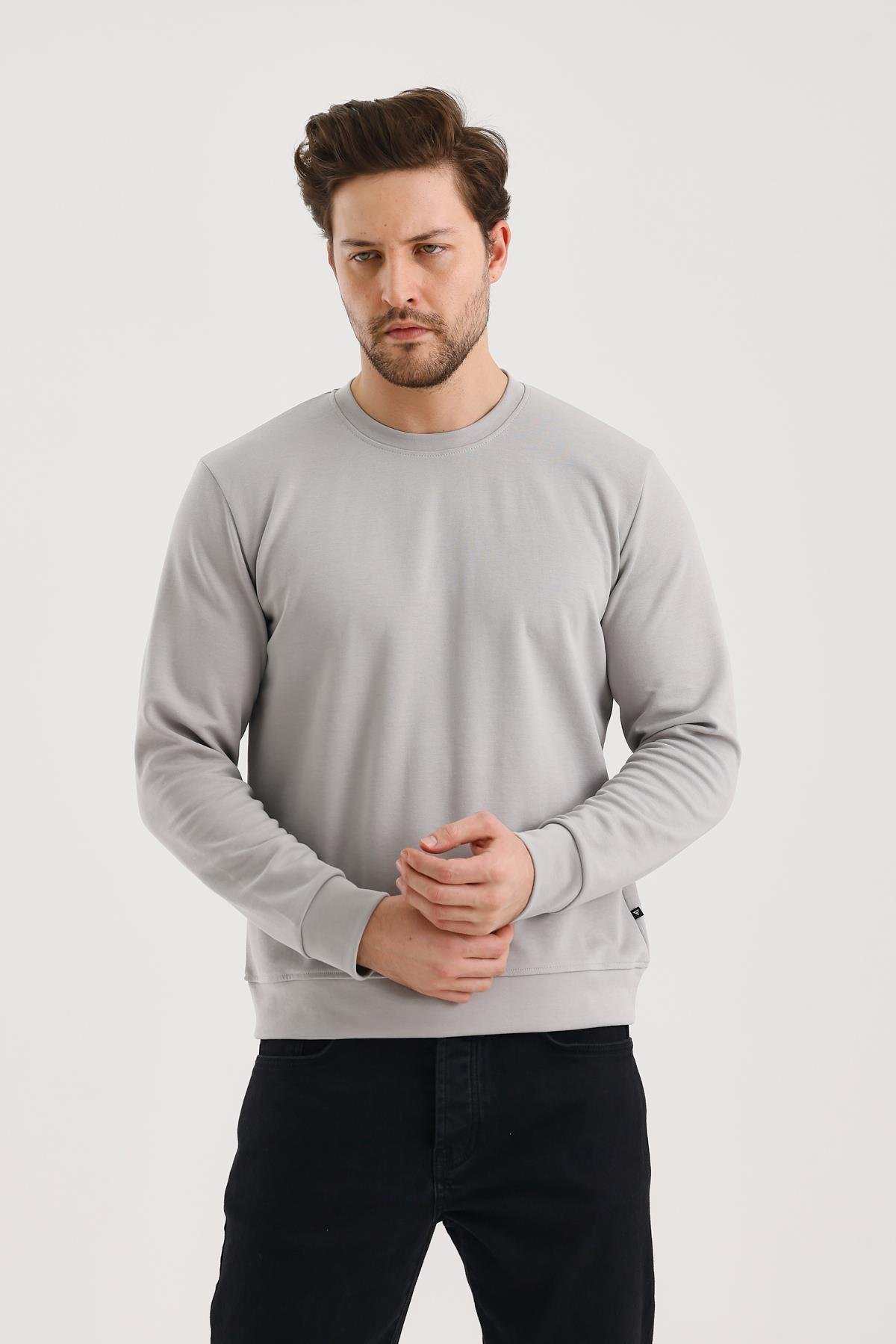 FİHA/9107-UNISEX SIFIR YAKA SWEAT - GRİ