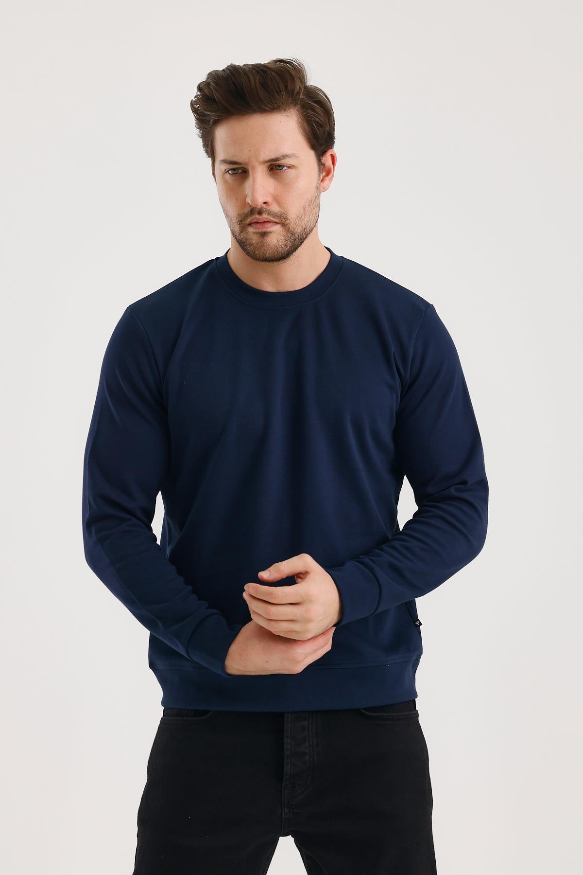FİHA/9107-UNISEX SIFIR YAKA SWEAT - LACİVERT