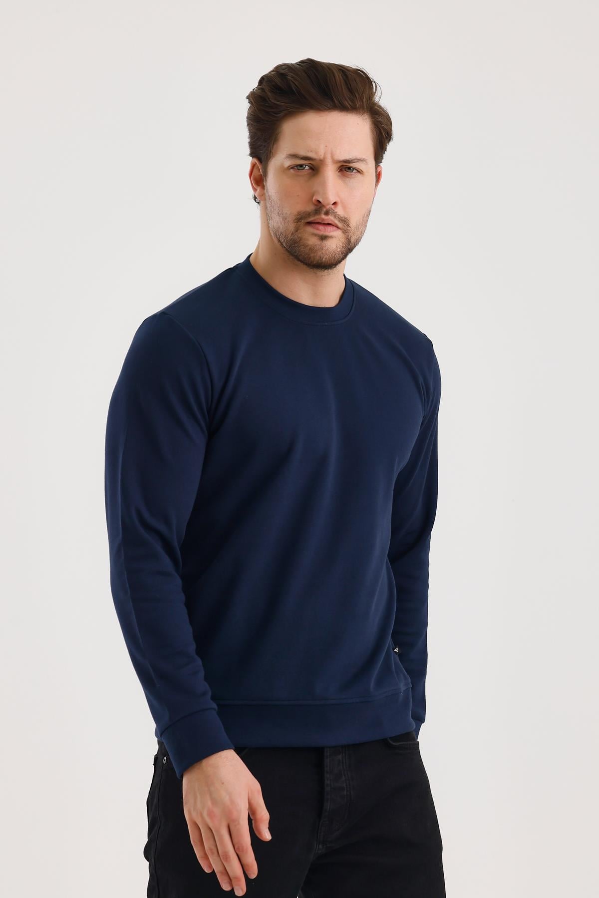 FİHA/9107-UNISEX SIFIR YAKA SWEAT - LACİVERT