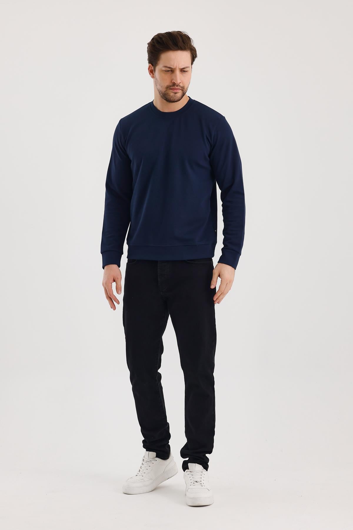 FİHA/9107-UNISEX SIFIR YAKA SWEAT - LACİVERT