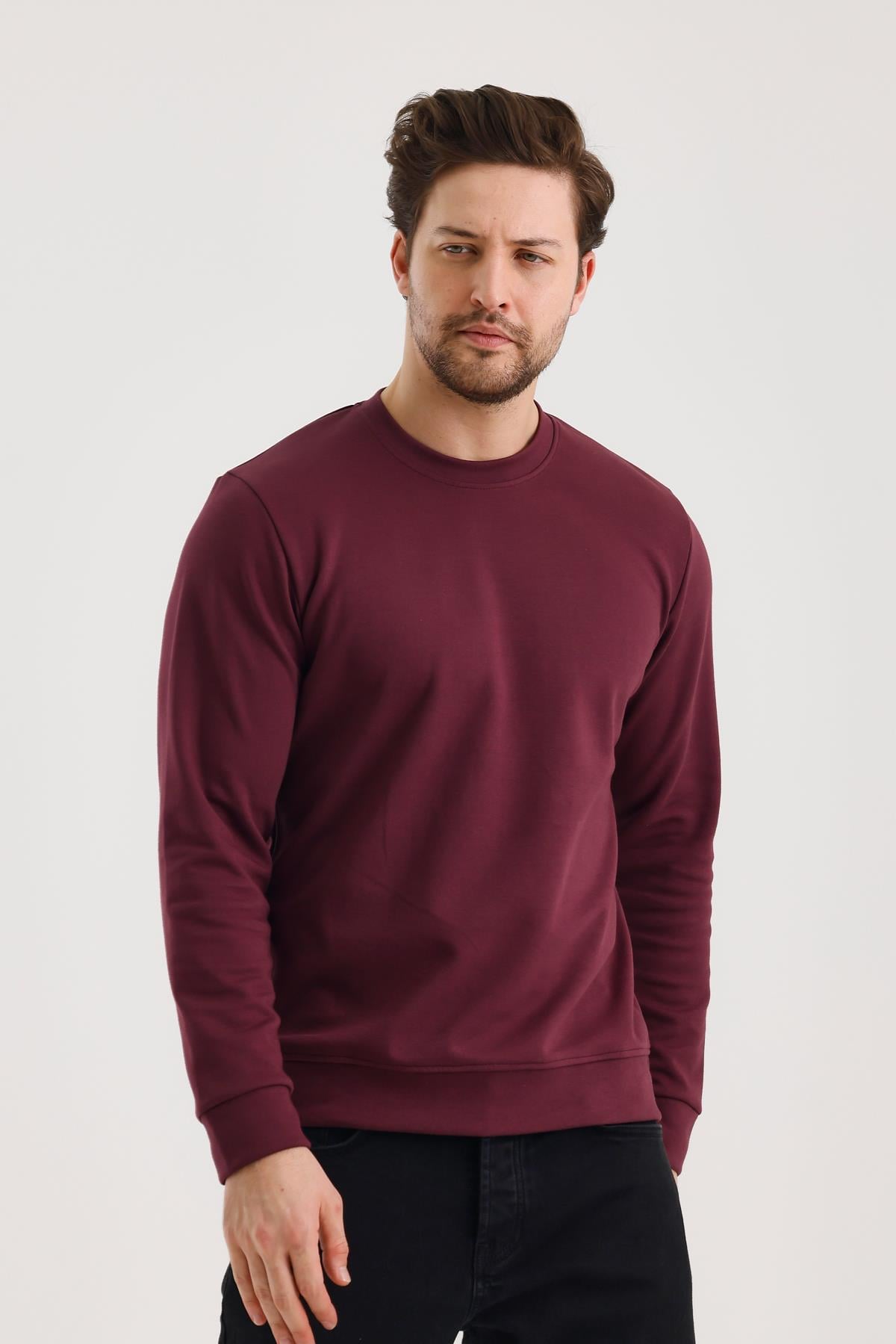 FİHA/9107-UNISEX SIFIR YAKA SWEAT - MAUVE WINE