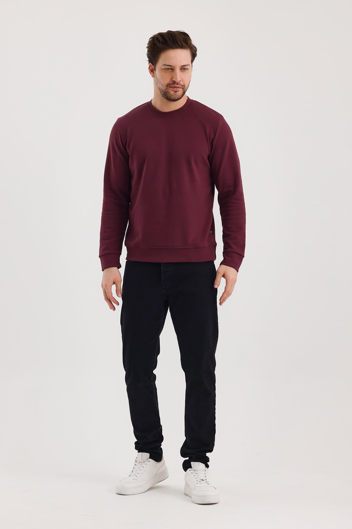 FİHA/9107-UNISEX SIFIR YAKA SWEAT - MAUVE WINE