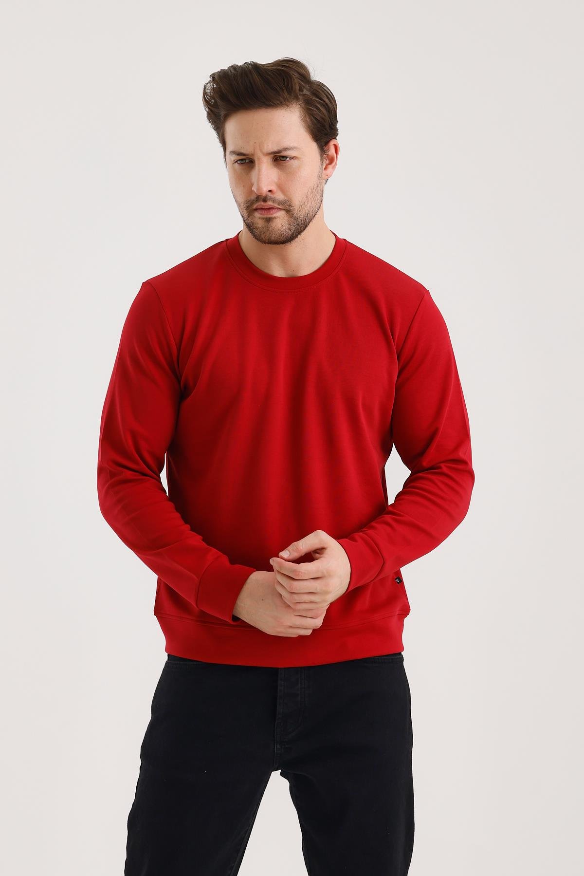 FİHA/9107-UNISEX SIFIR YAKA SWEAT - TANGO RED