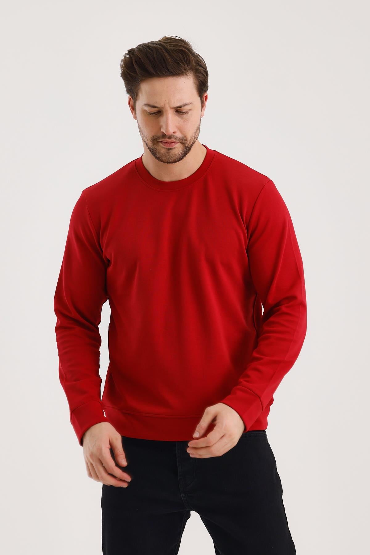 FİHA/9107-UNISEX SIFIR YAKA SWEAT - TANGO RED
