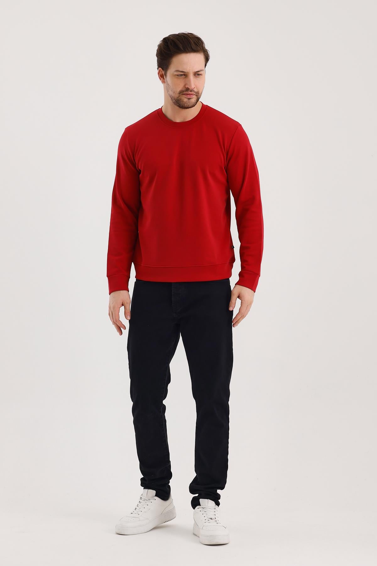FİHA/9107-UNISEX SIFIR YAKA SWEAT - TANGO RED