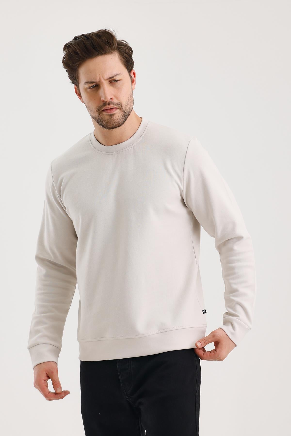 FİHA/9107-UNISEX SIFIR YAKA SWEAT - TAŞ