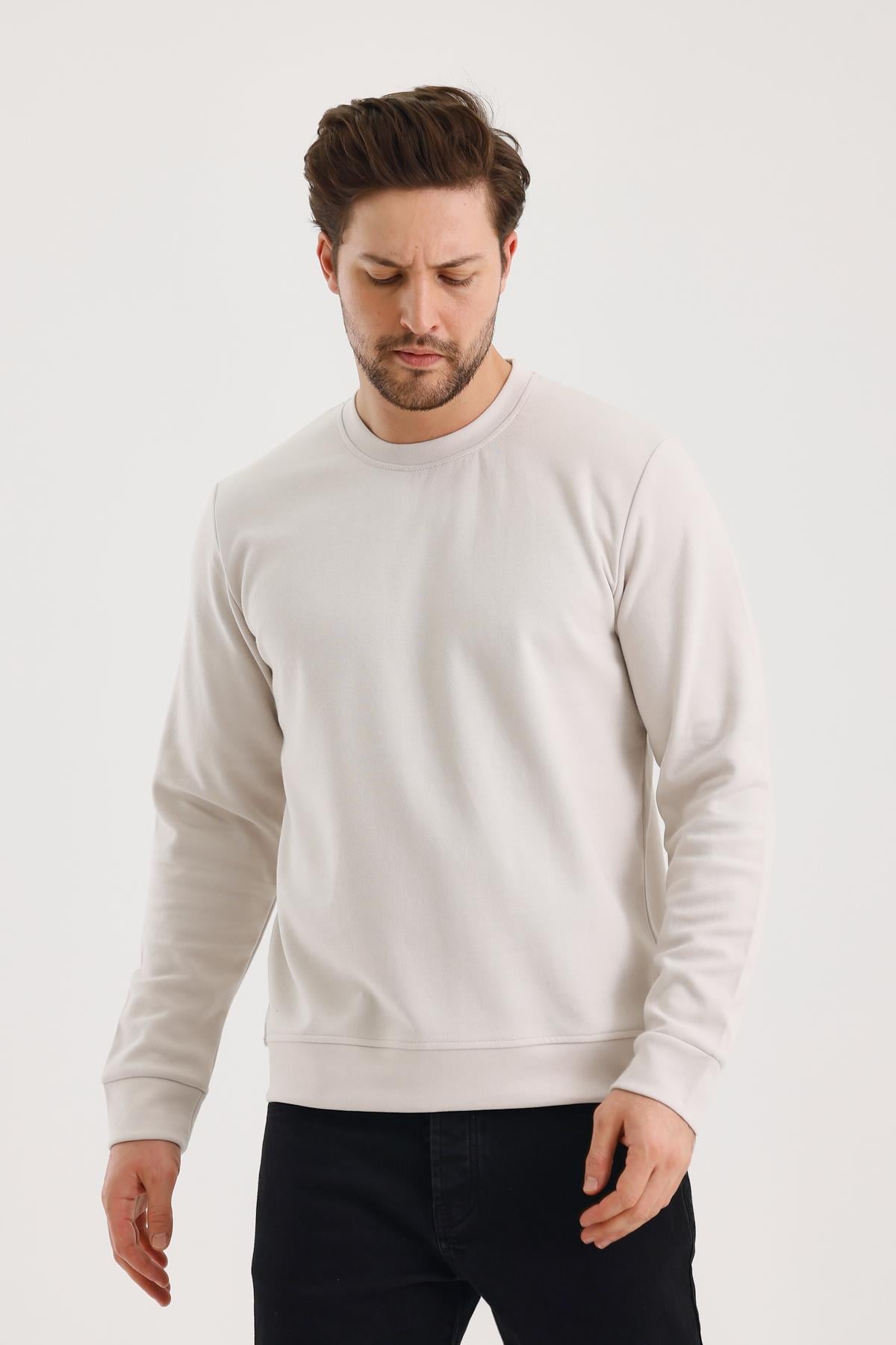FİHA/9107-UNISEX SIFIR YAKA SWEAT - TAŞ