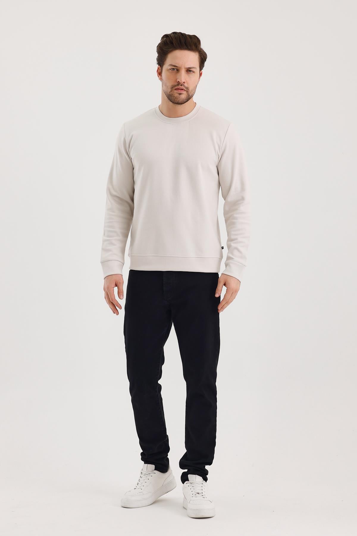 FİHA/9107-UNISEX SIFIR YAKA SWEAT - TAŞ