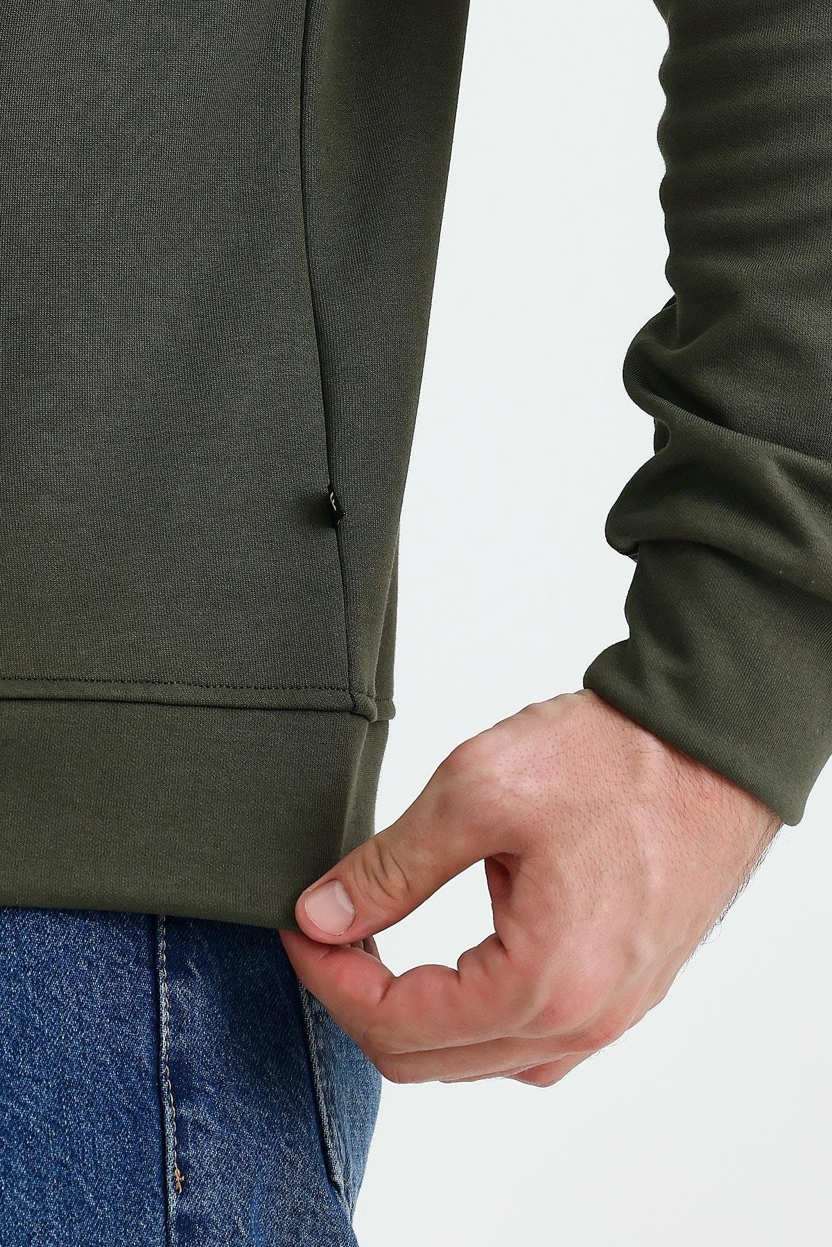 FİHA/9110-ÜNİSEX FERMUARLI DİK YAKA SWEAT - HAKİ