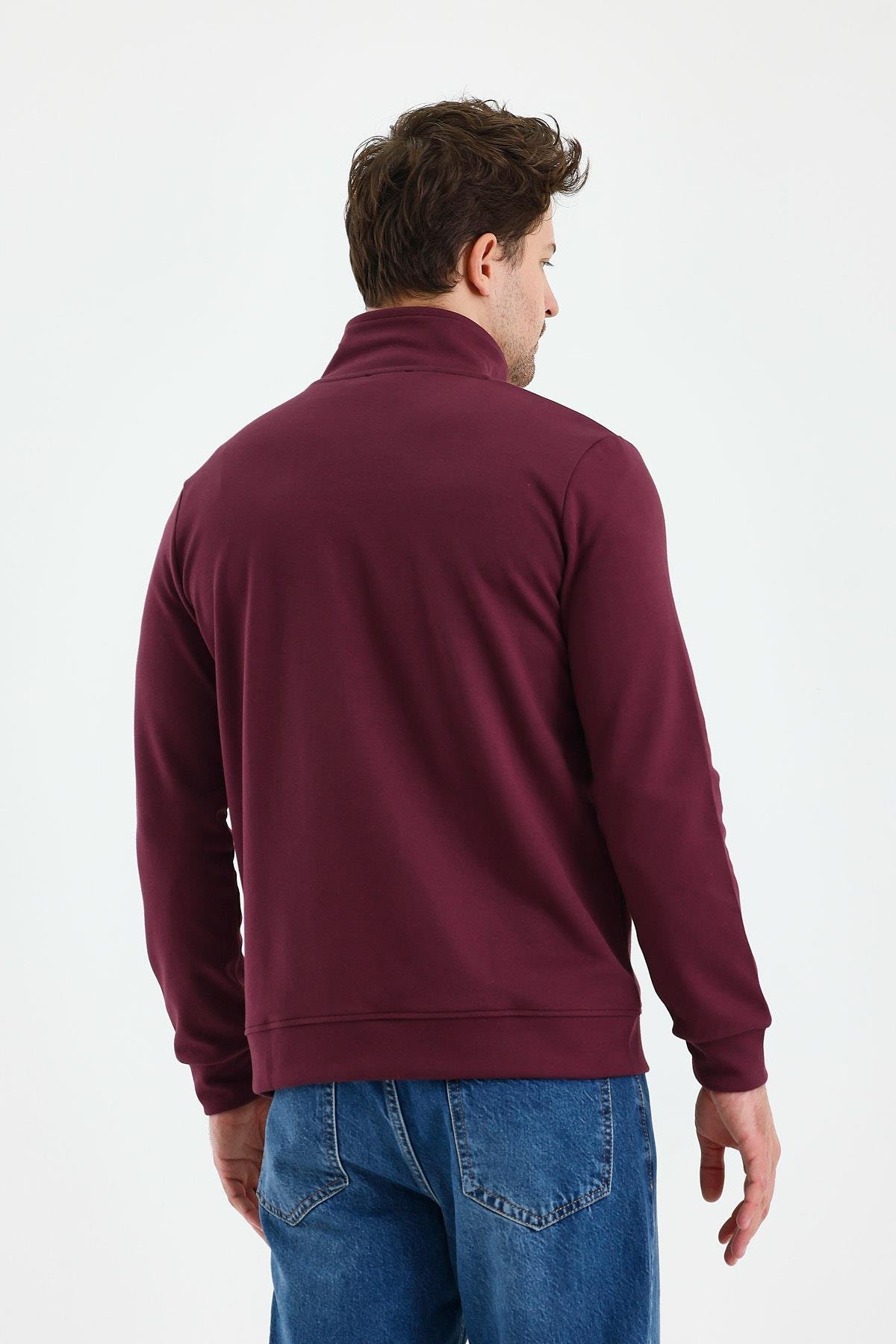FİHA/9110-ÜNİSEX FERMUARLI DİK YAKA SWEAT - MAUVE WINE