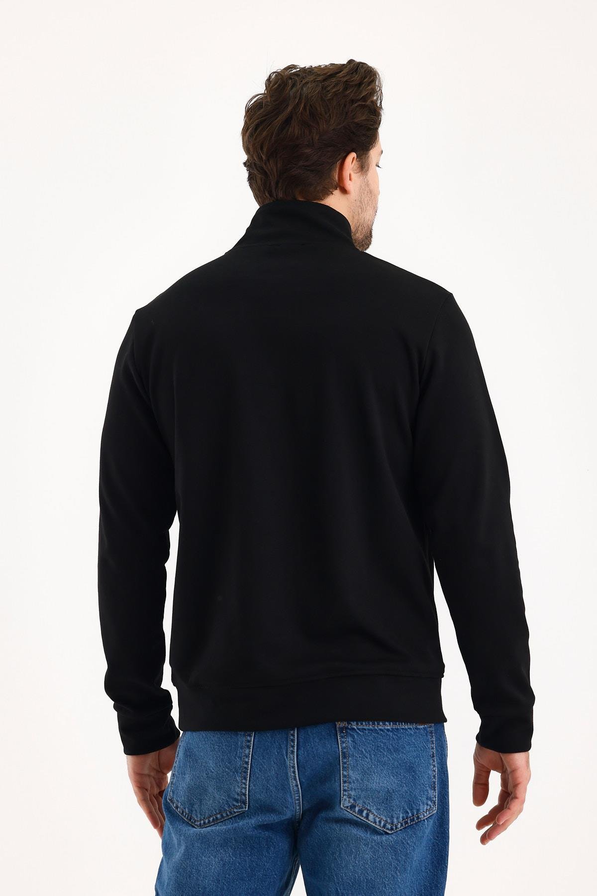 FİHA/9112-UNISEX YARIM FERMUARLI DİK YAKA SWEAT - SİYAH