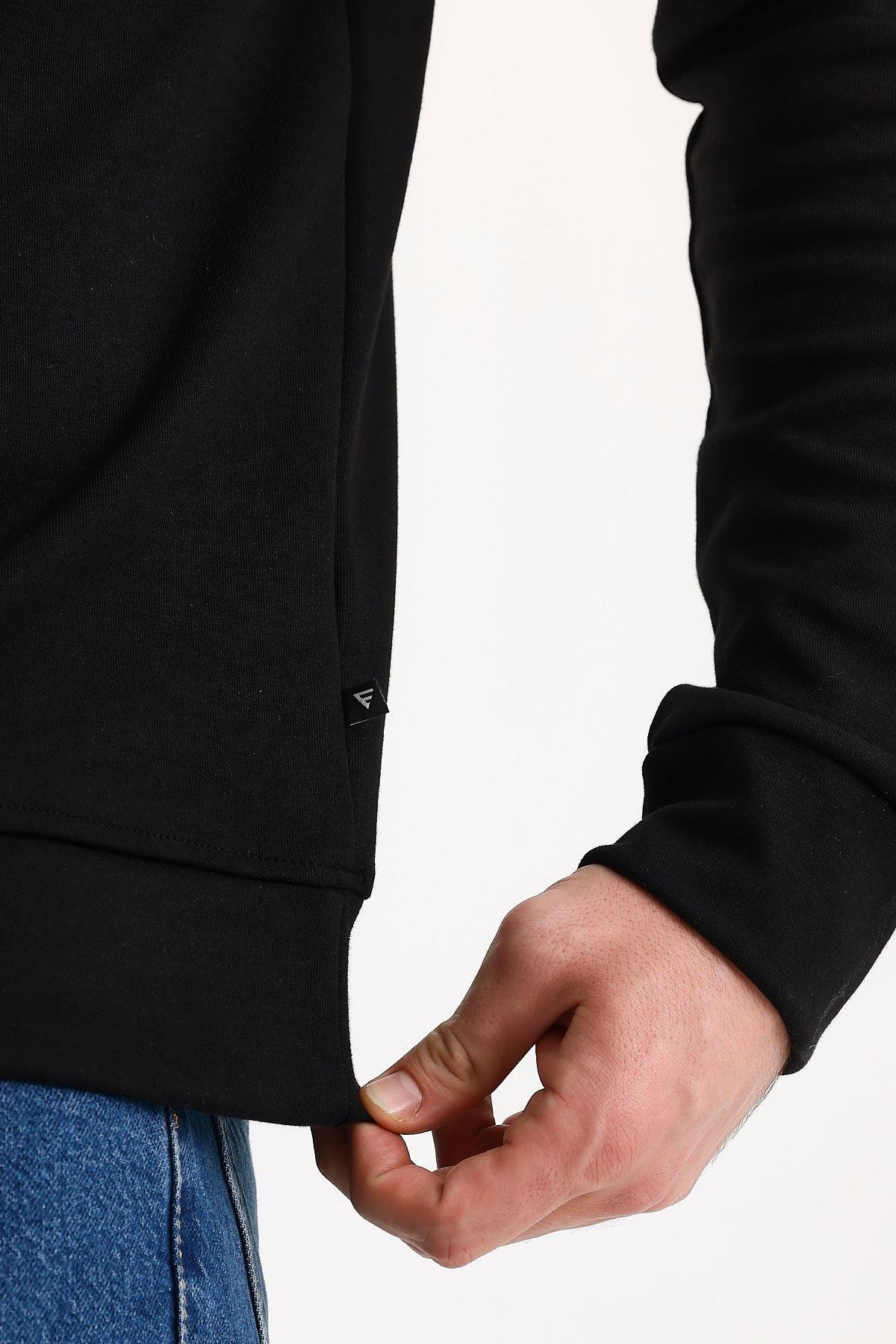 FİHA/9112-UNISEX YARIM FERMUARLI DİK YAKA SWEAT - SİYAH