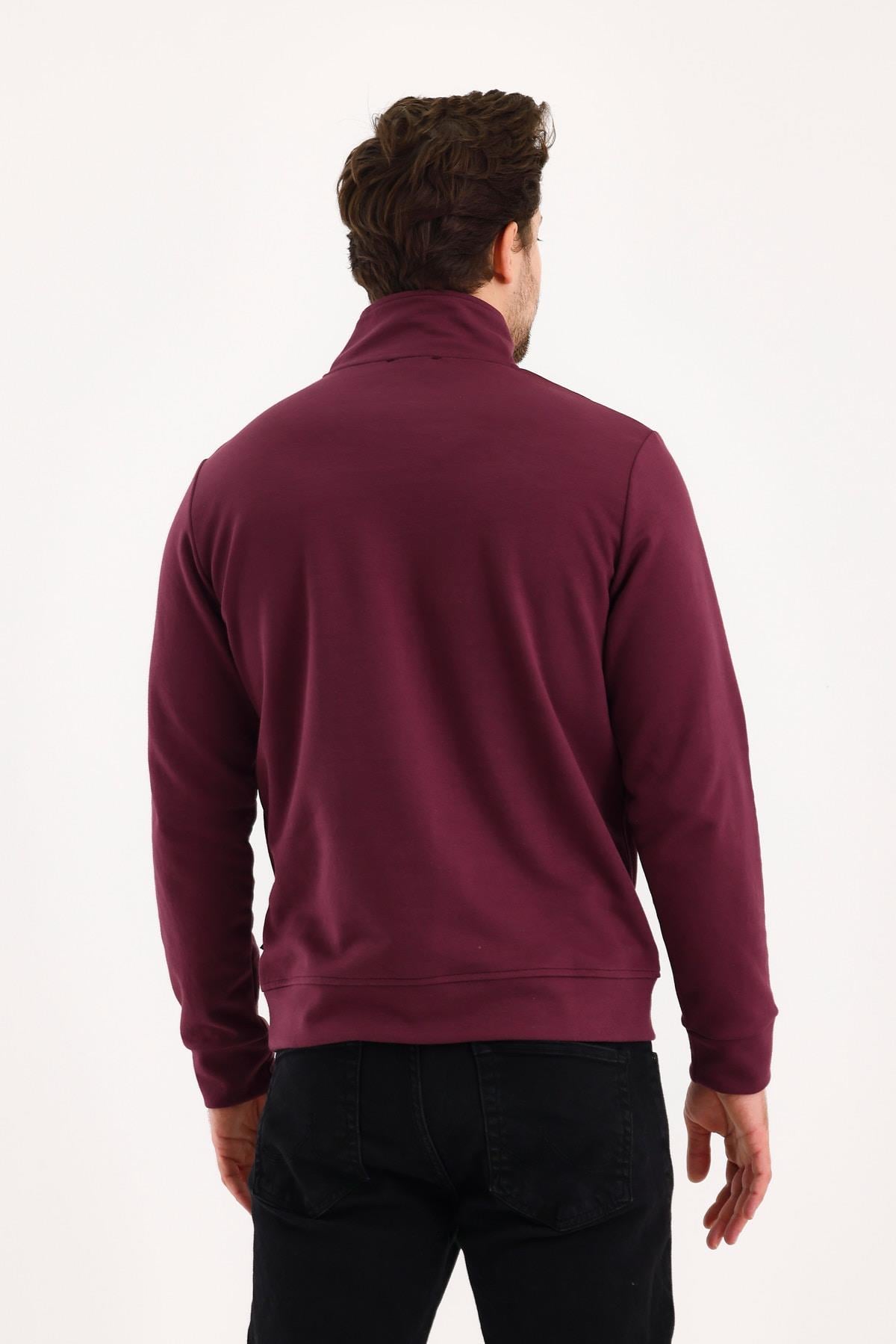 FİHA/9112-UNISEX YARIM FERMUARLI DİK YAKA SWEAT - MAUVE WINE
