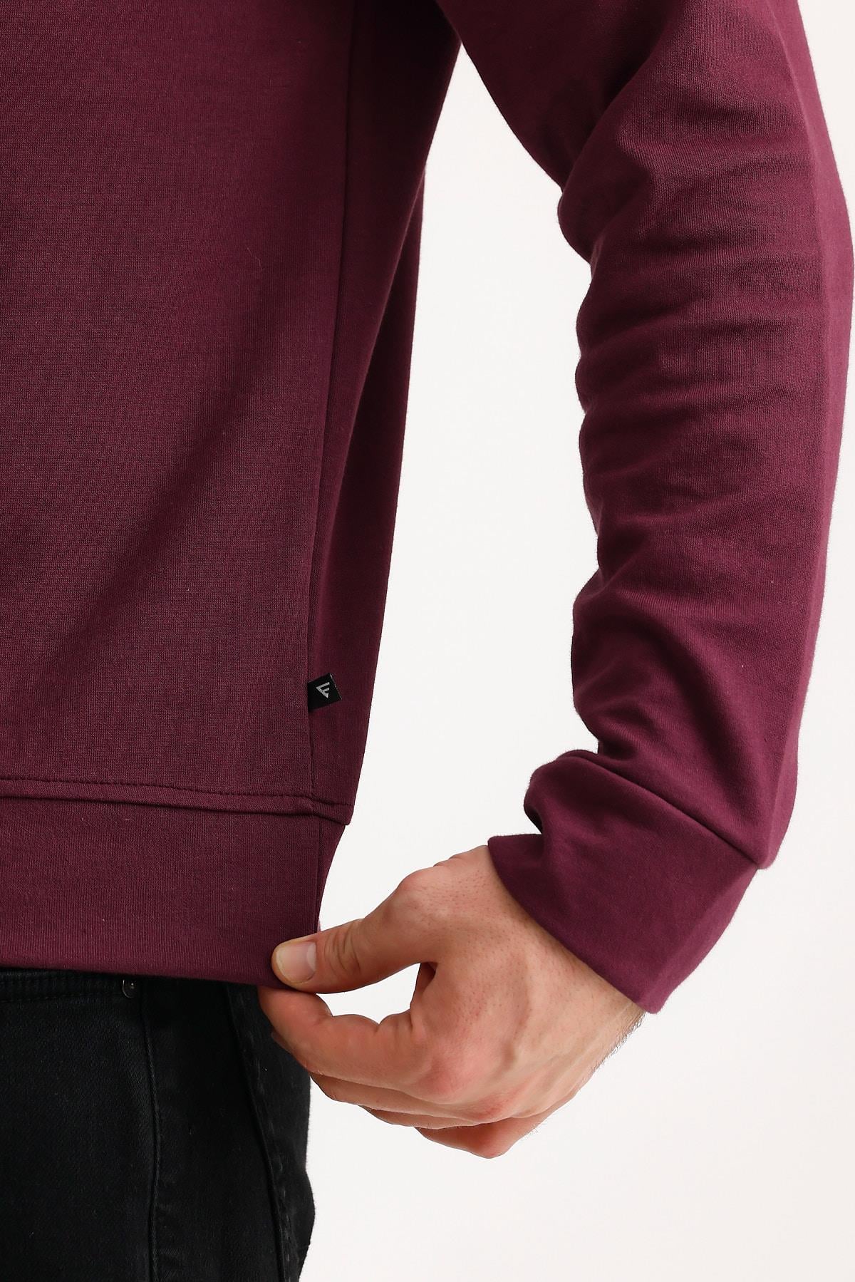 FİHA/9112-UNISEX YARIM FERMUARLI DİK YAKA SWEAT - MAUVE WINE