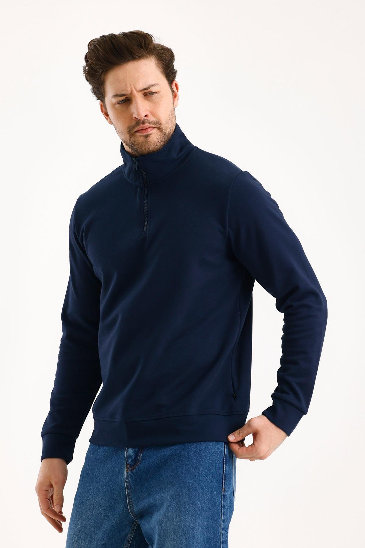 FİHA/9112-UNISEX YARIM FERMUARLI DİK YAKA SWEAT - LACİVERT