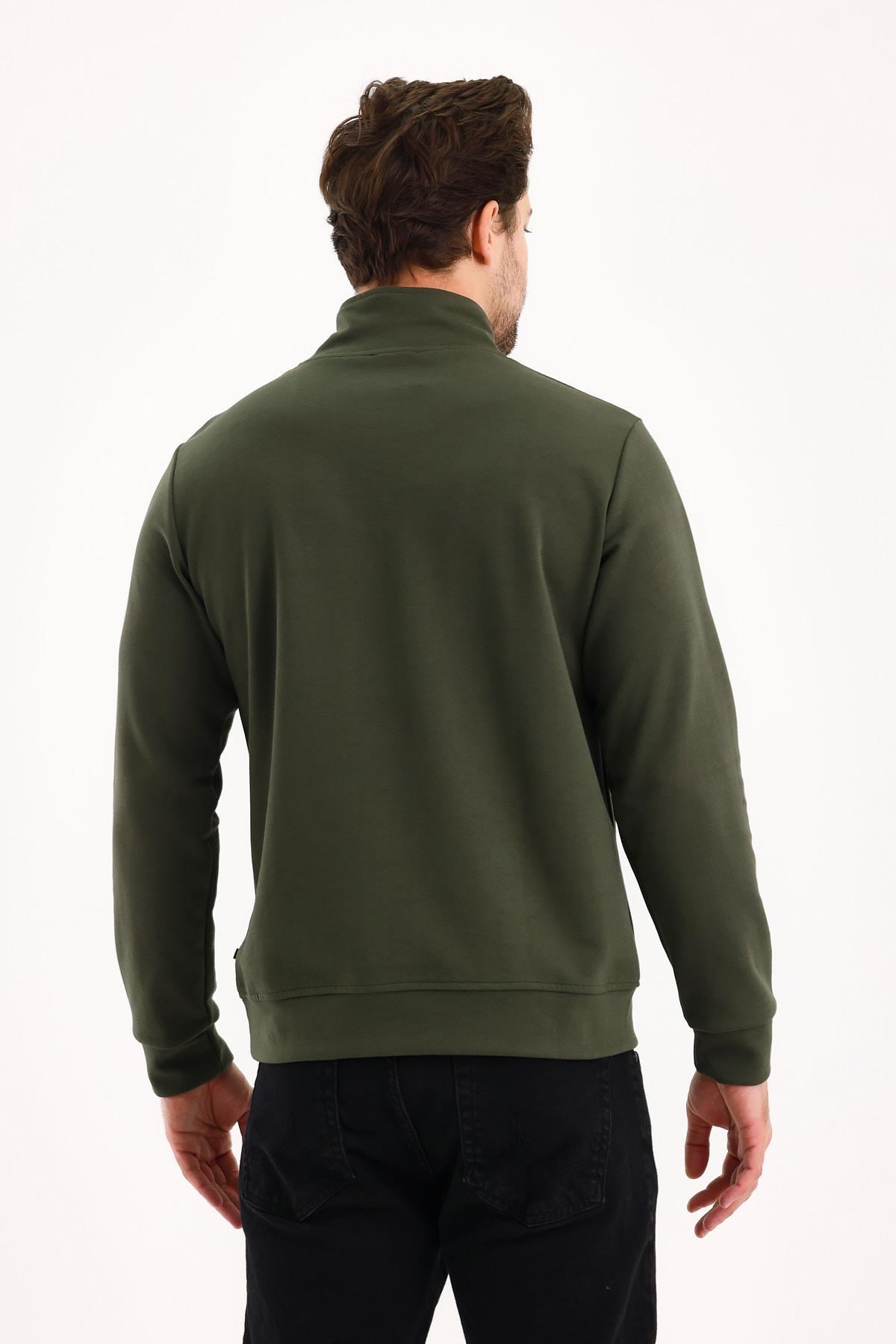 FİHA/9112-UNISEX YARIM FERMUARLI DİK YAKA SWEAT - HAKİ