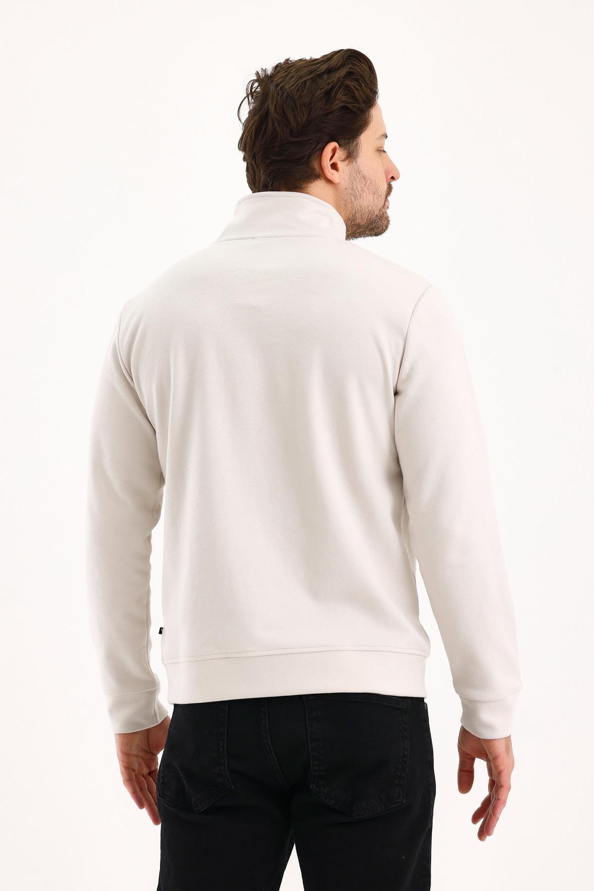 FİHA/9112-UNISEX YARIM FERMUARLI DİK YAKA SWEAT - TAŞ