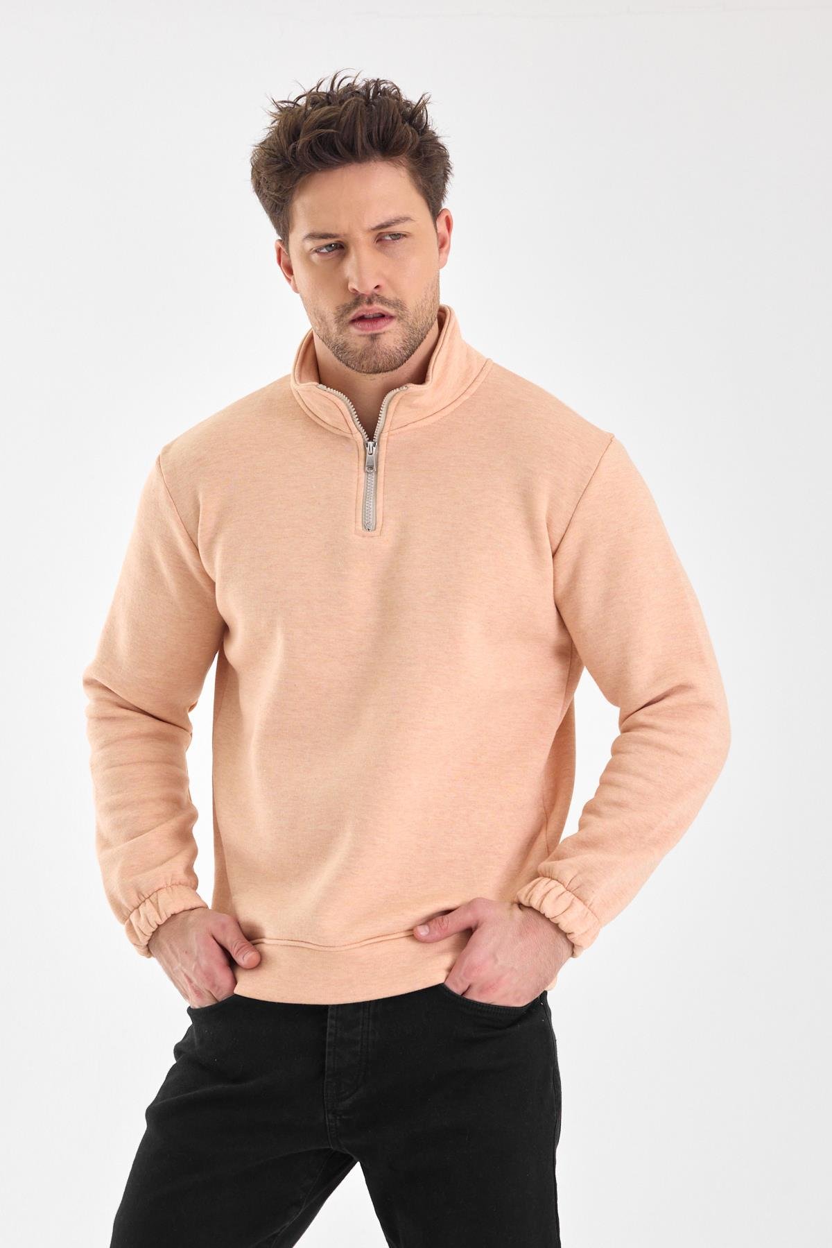 FİHA/9116-ERKEK DİK YAKA YARIM FERMUARLI SWEAT - SOMON