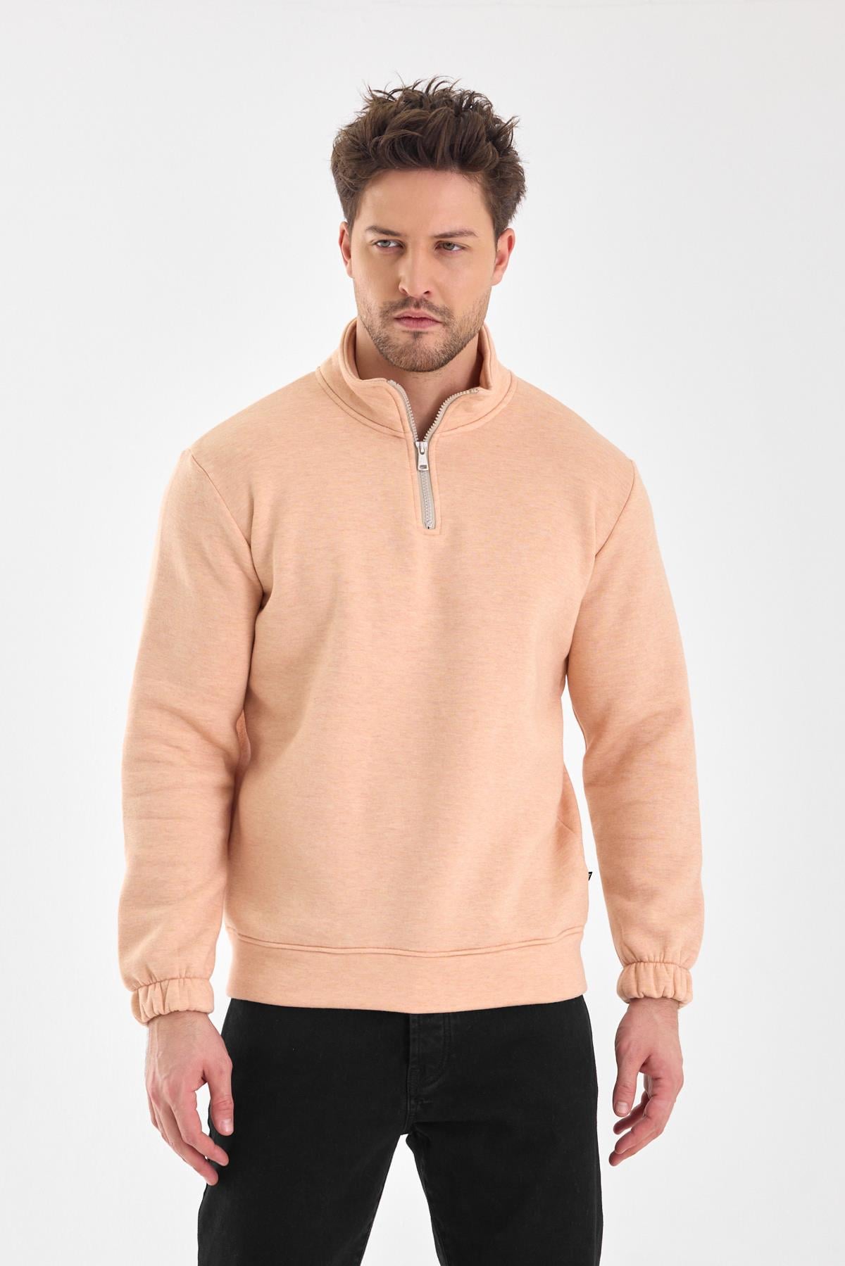 FİHA/9116-ERKEK DİK YAKA YARIM FERMUARLI SWEAT - SOMON