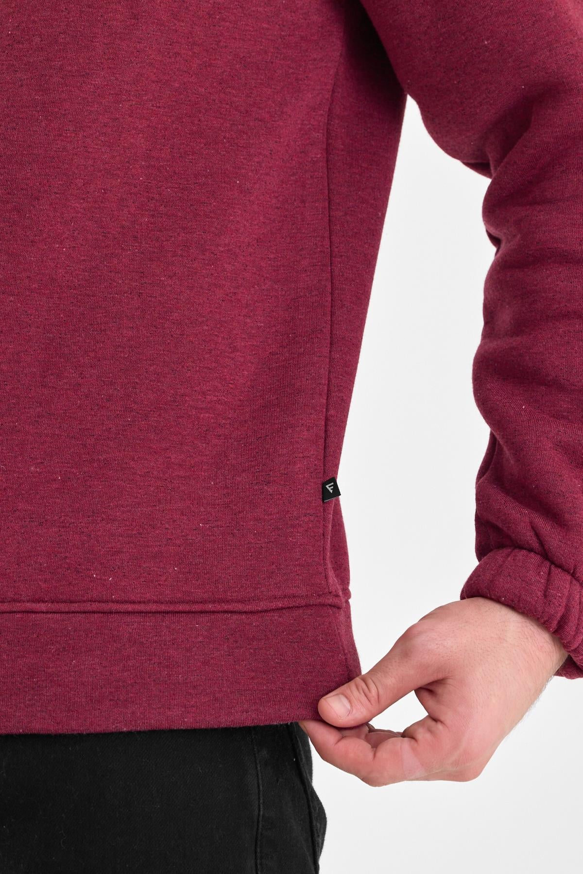 FİHA/9116-ERKEK DİK YAKA YARIM FERMUARLI SWEAT - BORDO