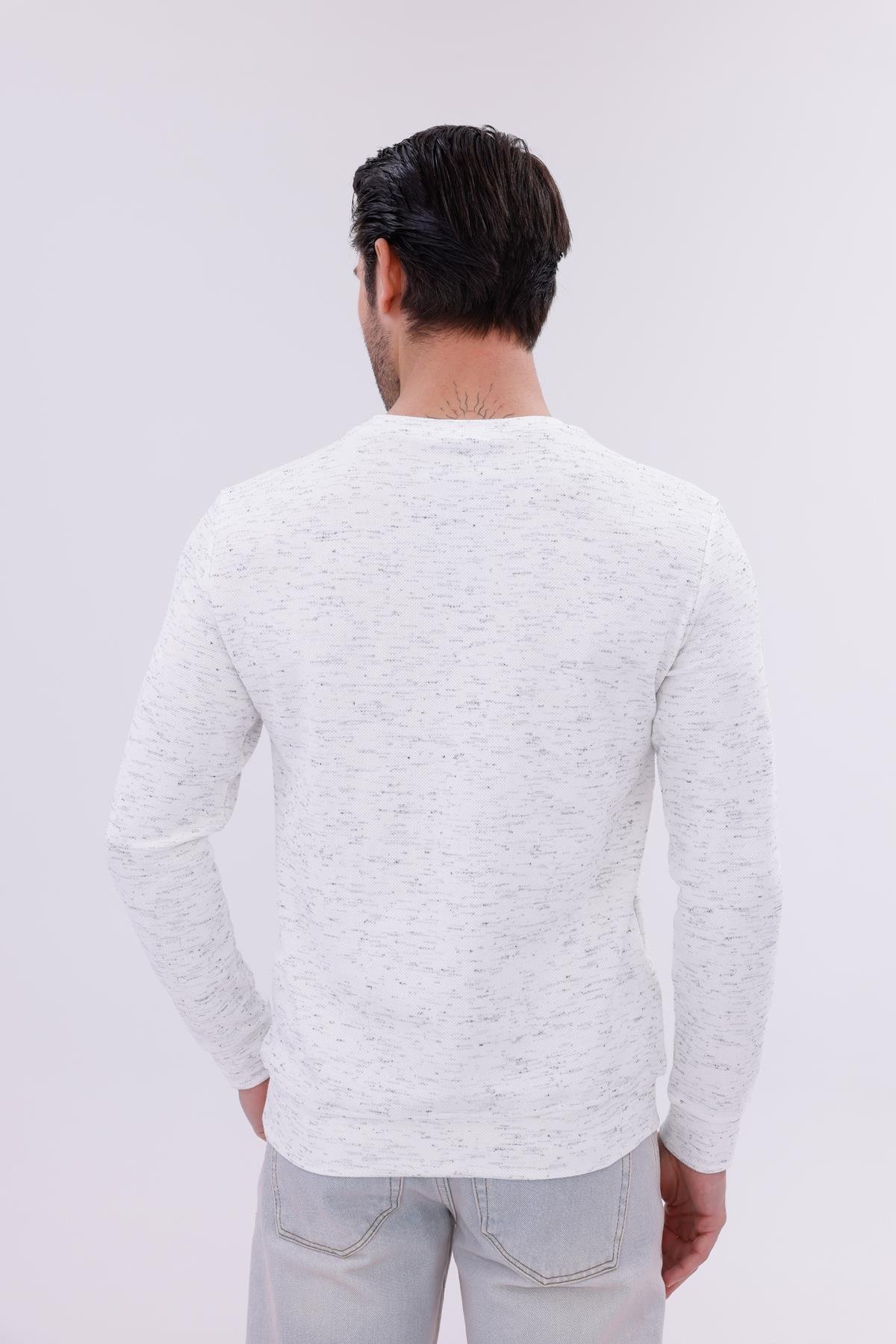 FİHA/9118-ERKEK SIFIR YAKA ÖN PARÇALI SWEAT - GRİ MELANJ KIRCILLI