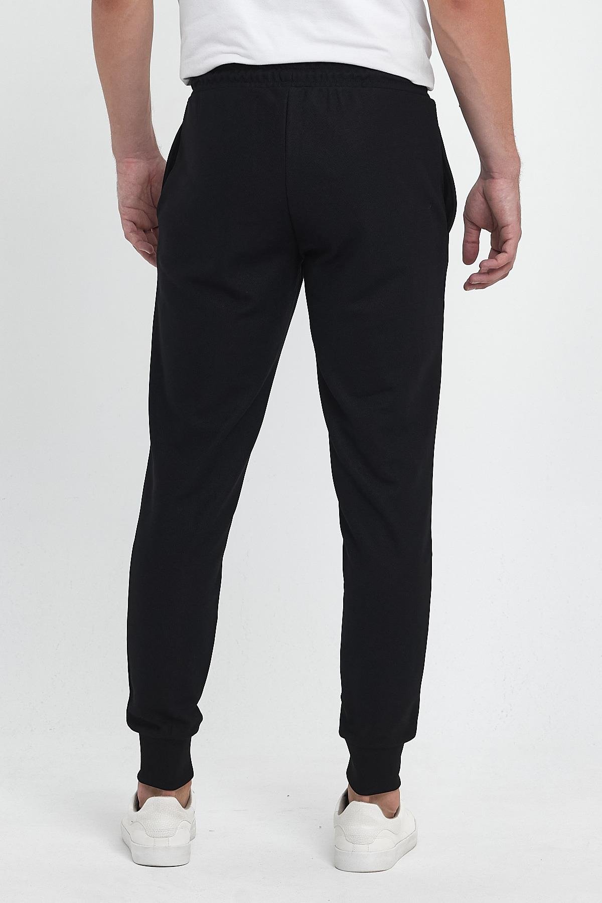 FİHA/9517-ERKEK ŞARDONLU POLYESTER PİKE PAÇA RİBANALI EŞOFMAN ALTI - SİYAH