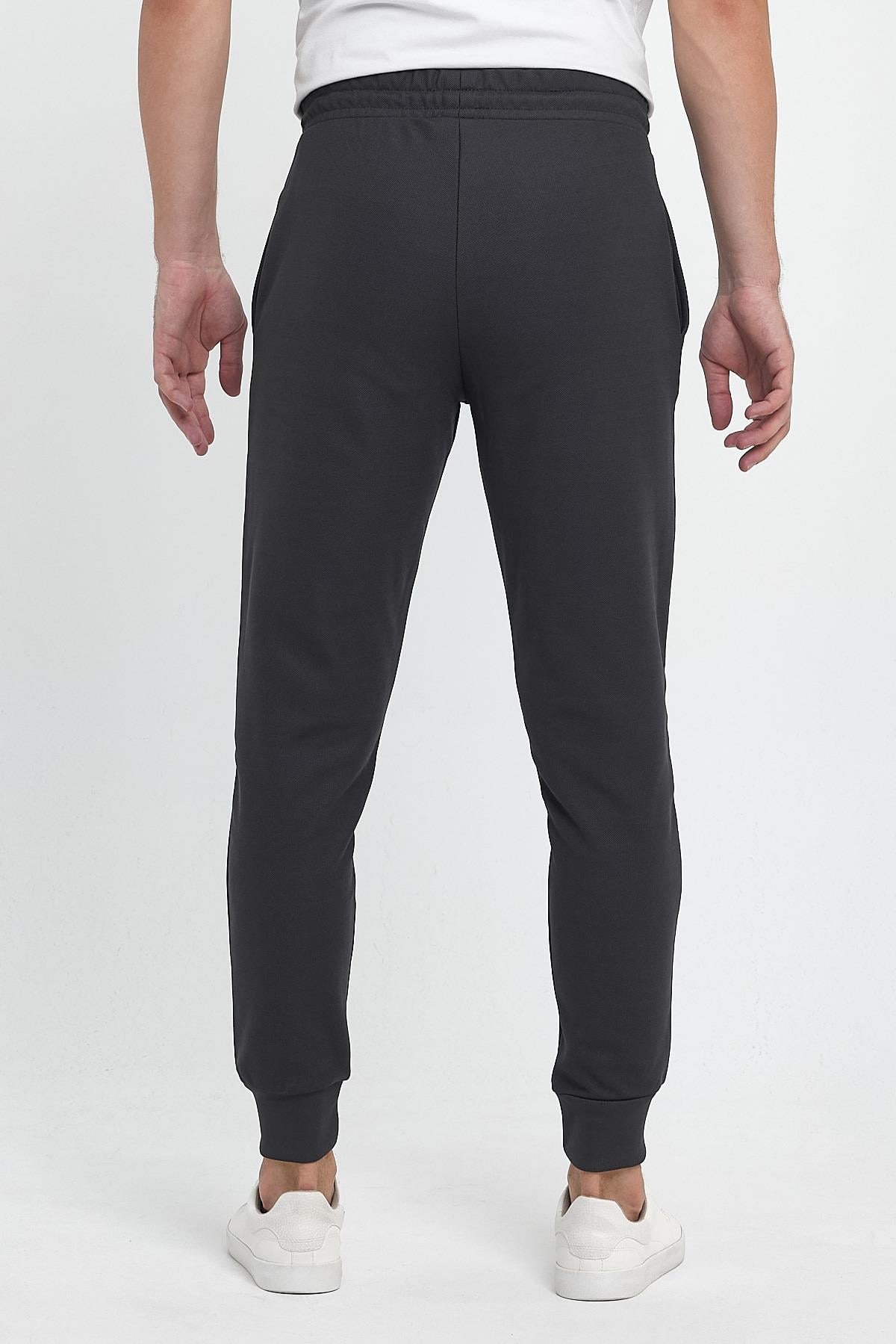FİHA/9517-ERKEK ŞARDONLU POLYESTER PİKE PAÇA RİBANALI EŞOFMAN ALTI - FÜME